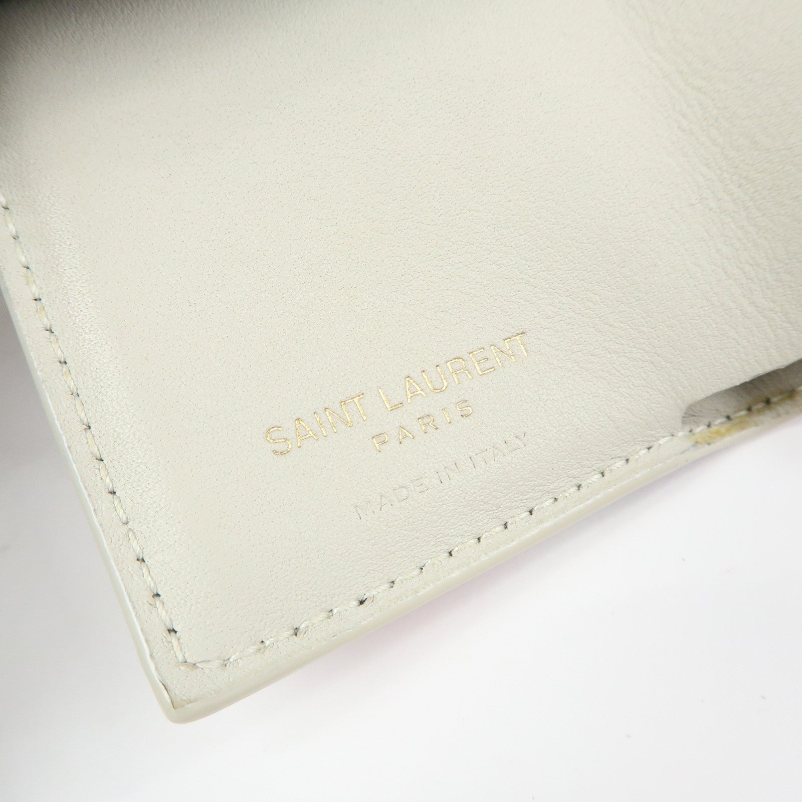 SAINT LAURENT PARIS Leather Compact Tri-fold Wallet Cherry Red