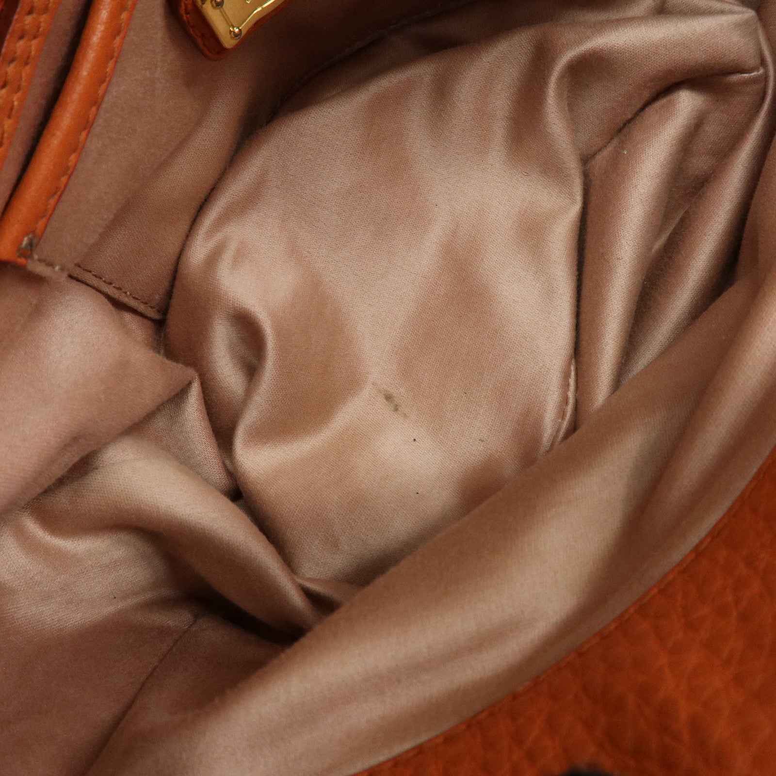 MIU MIU Logo Leather Hand Bag Tote Bag Orange