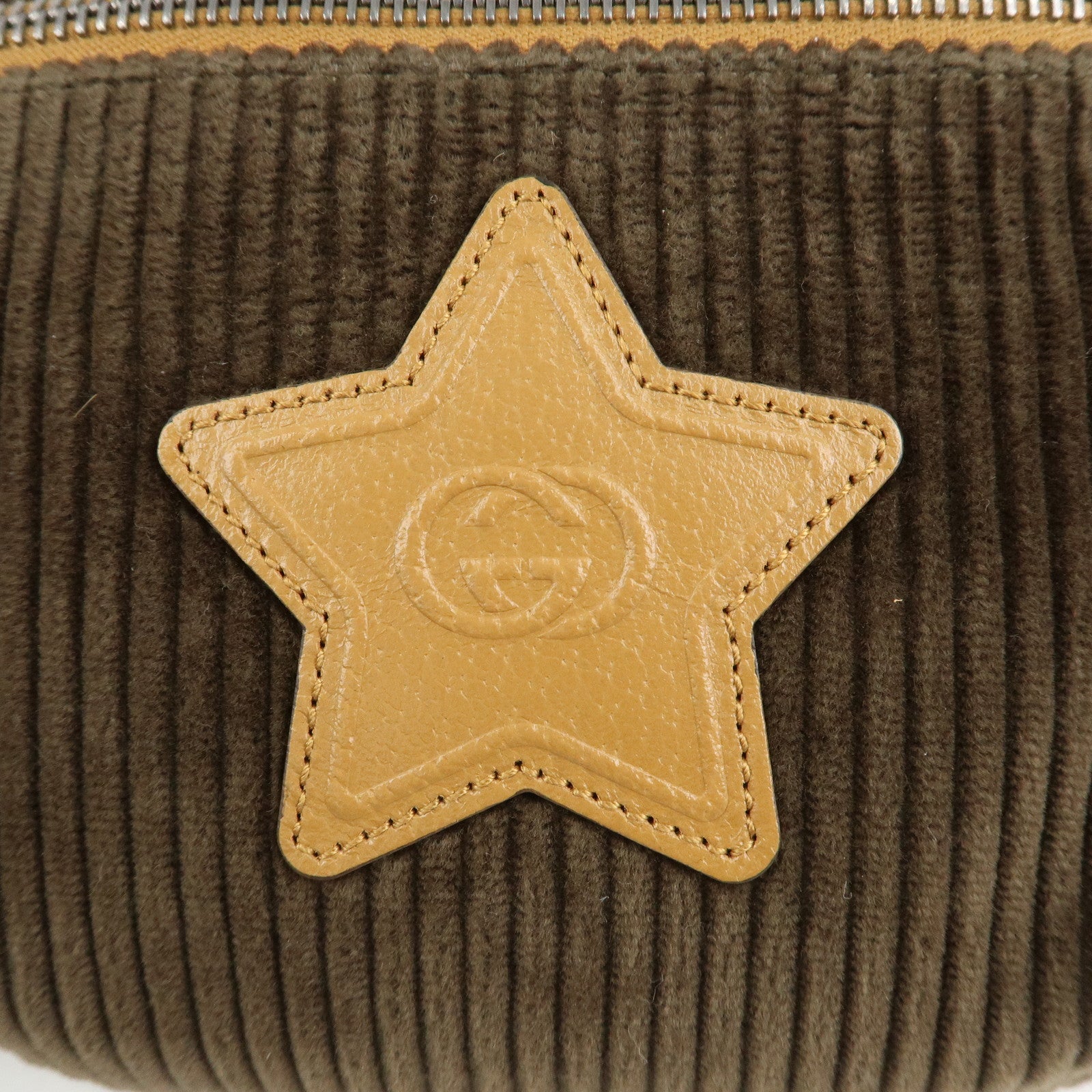 GUCCI Children's Corduroy Body Bag Waist Bag Brown Khaki 502095 Used