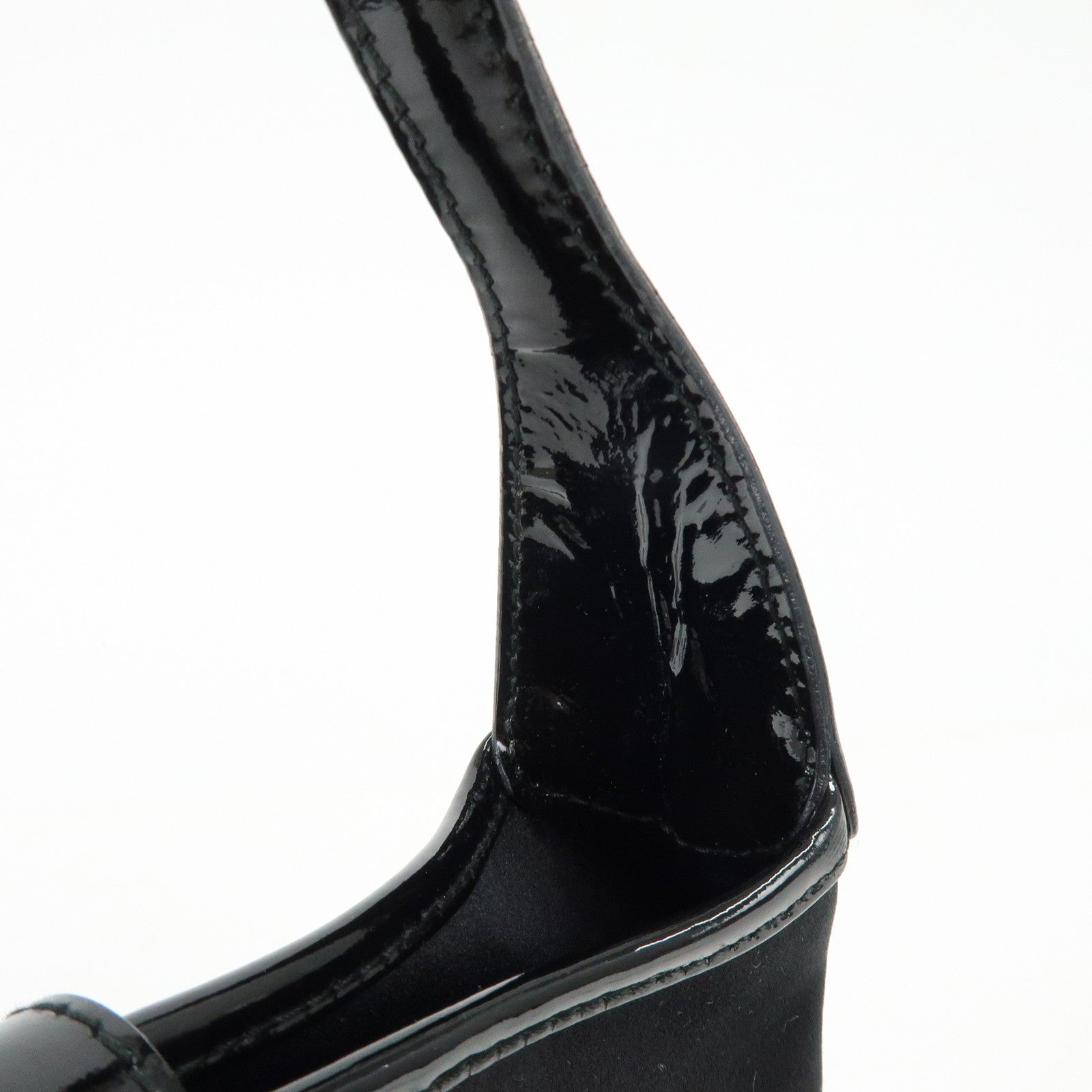 GUCCI Jackie Nylon Patent Leather Hand Bag Black 005・0775