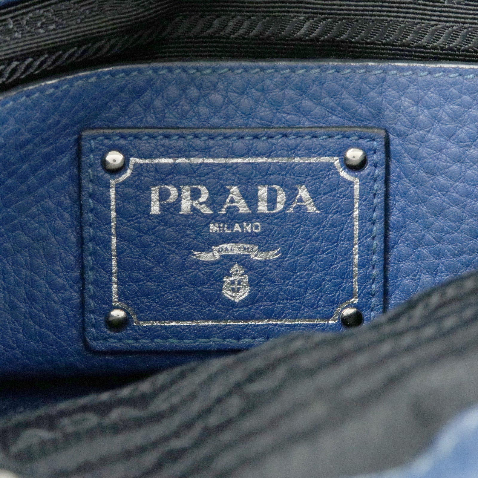 PRADA Leather 2Way Bag Hand Bag Shoulder Bag Blue BL0805