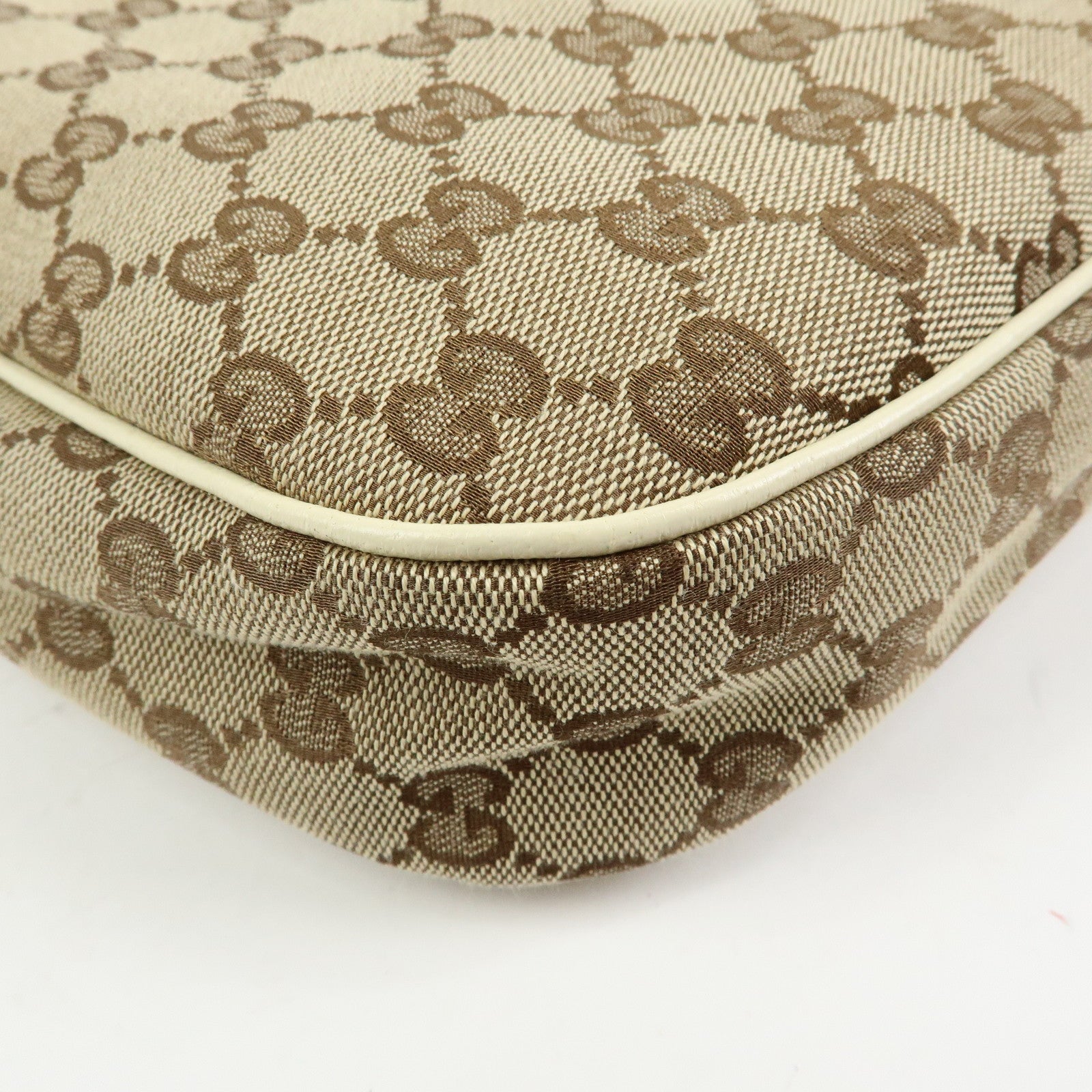 GUCCI GG Canvas Leather Shoulder Bag Hand Bag Beige Ivory 153010