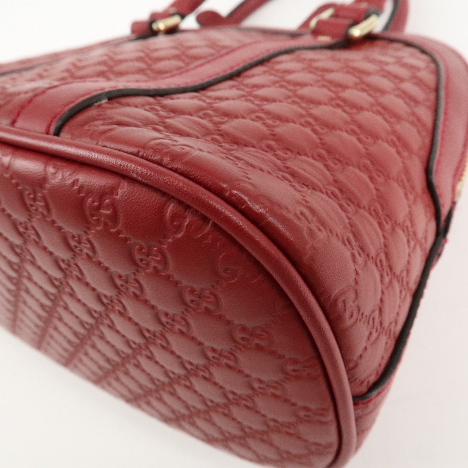 GUCCI Micro Guccissima Leather 2Way Hand Shoulder Bag Red 449654 Used