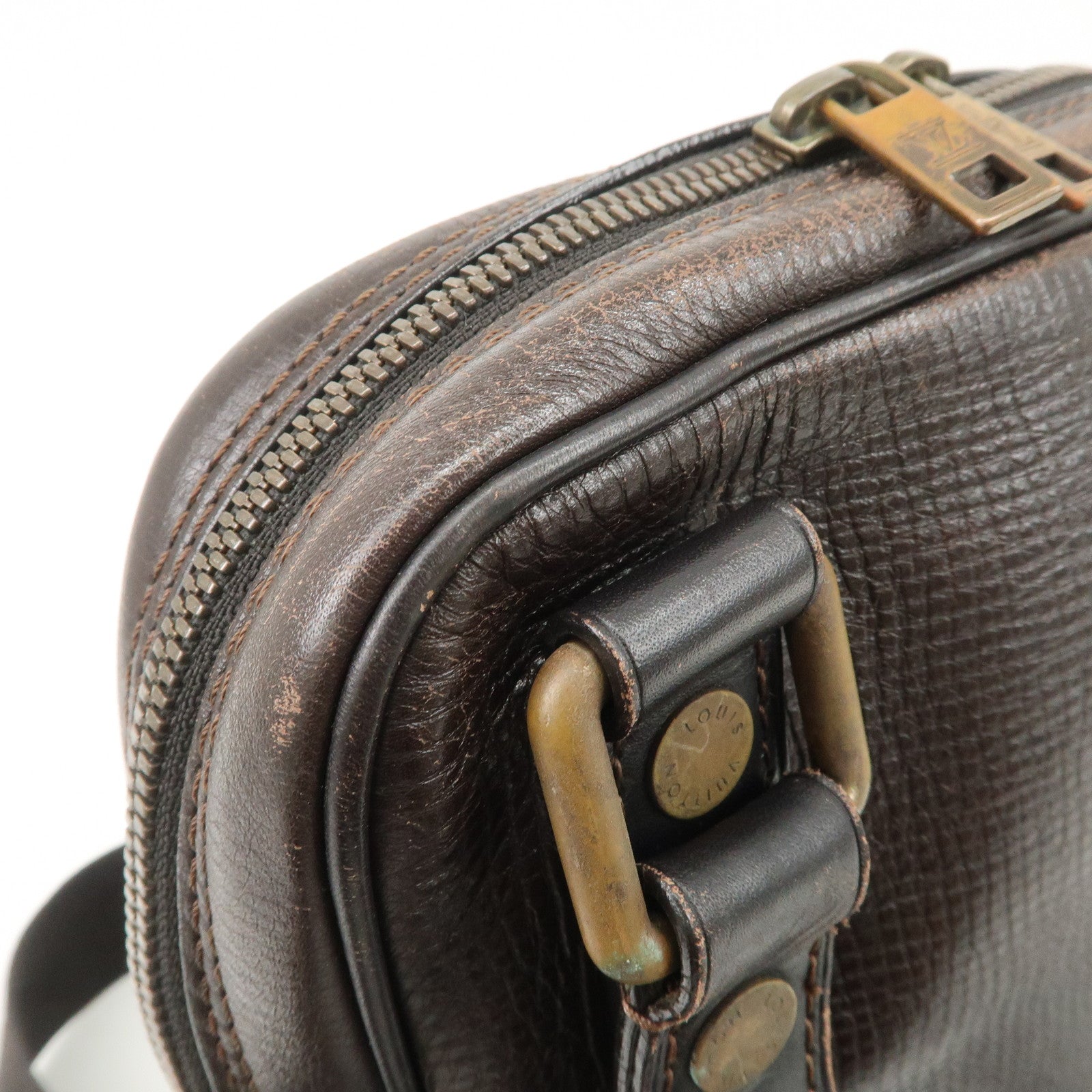 Louis Vuitton Utah Leather Irokuwa Crossbody Bag Cafe M92534 Used