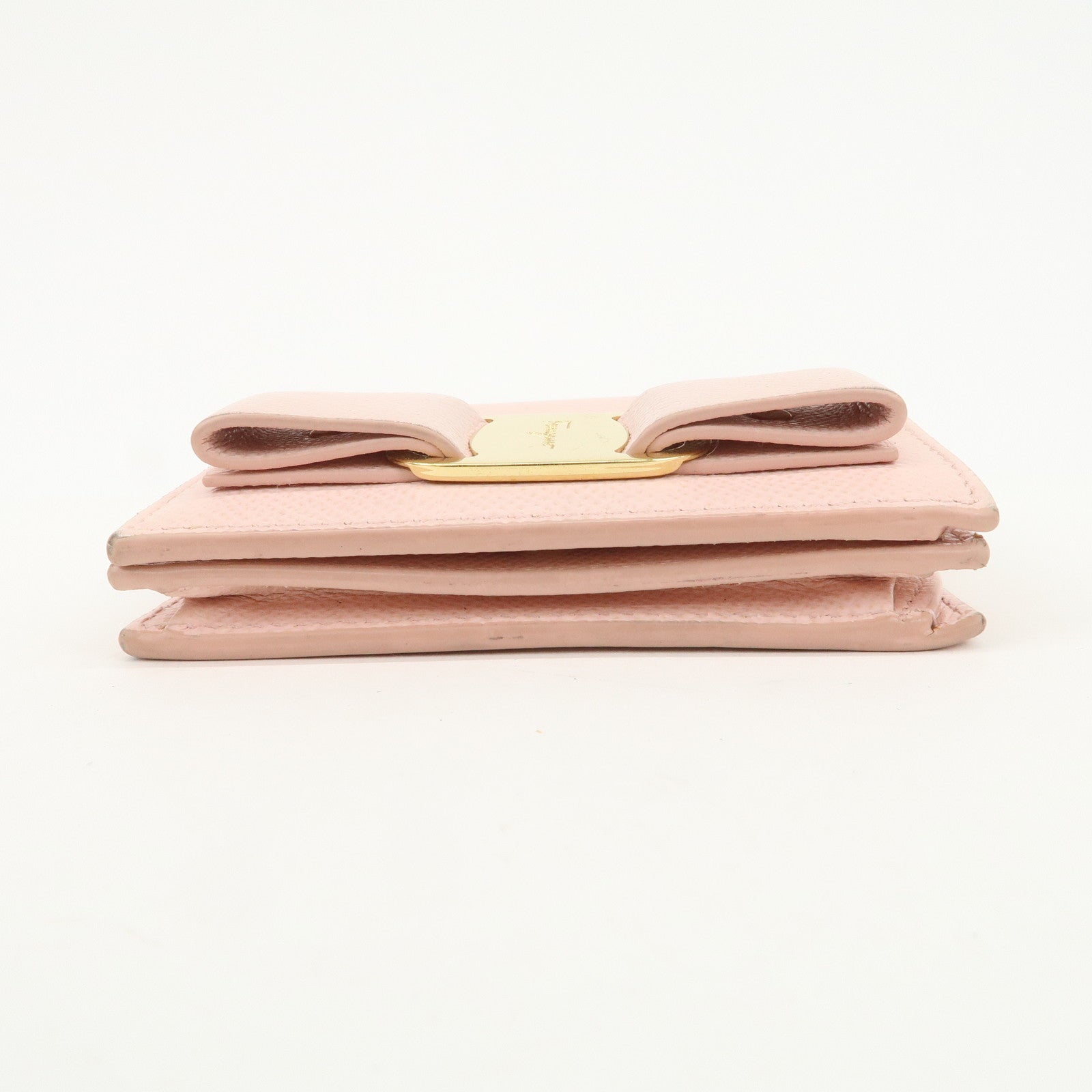 Ferragamo Gancini Vara Ribbon Set of 2 Wallet Black Pink