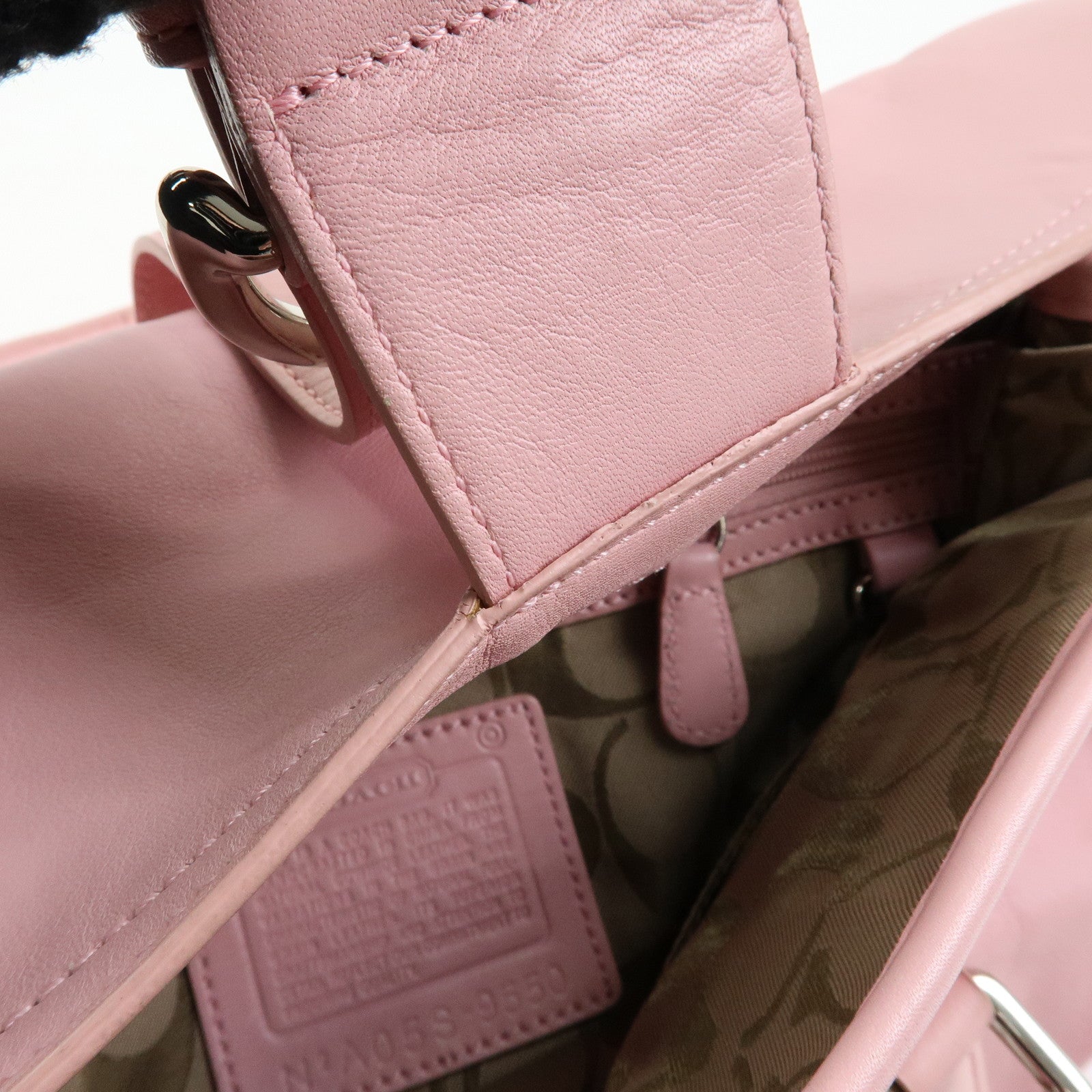 COACH Set of 2 Leather Shoulder Bag Shoulder Wallet Pink Beige