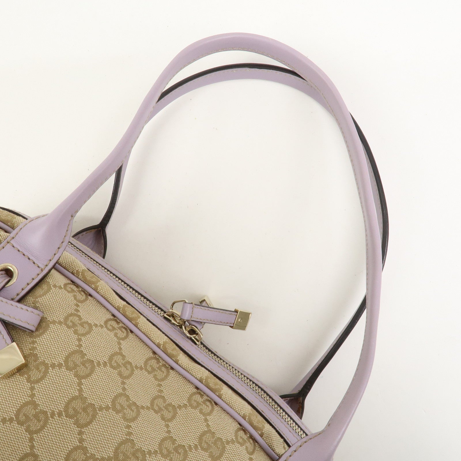 GUCCI Princy GG Canvas Leather Boston Bag Hand Bag Beige 161720