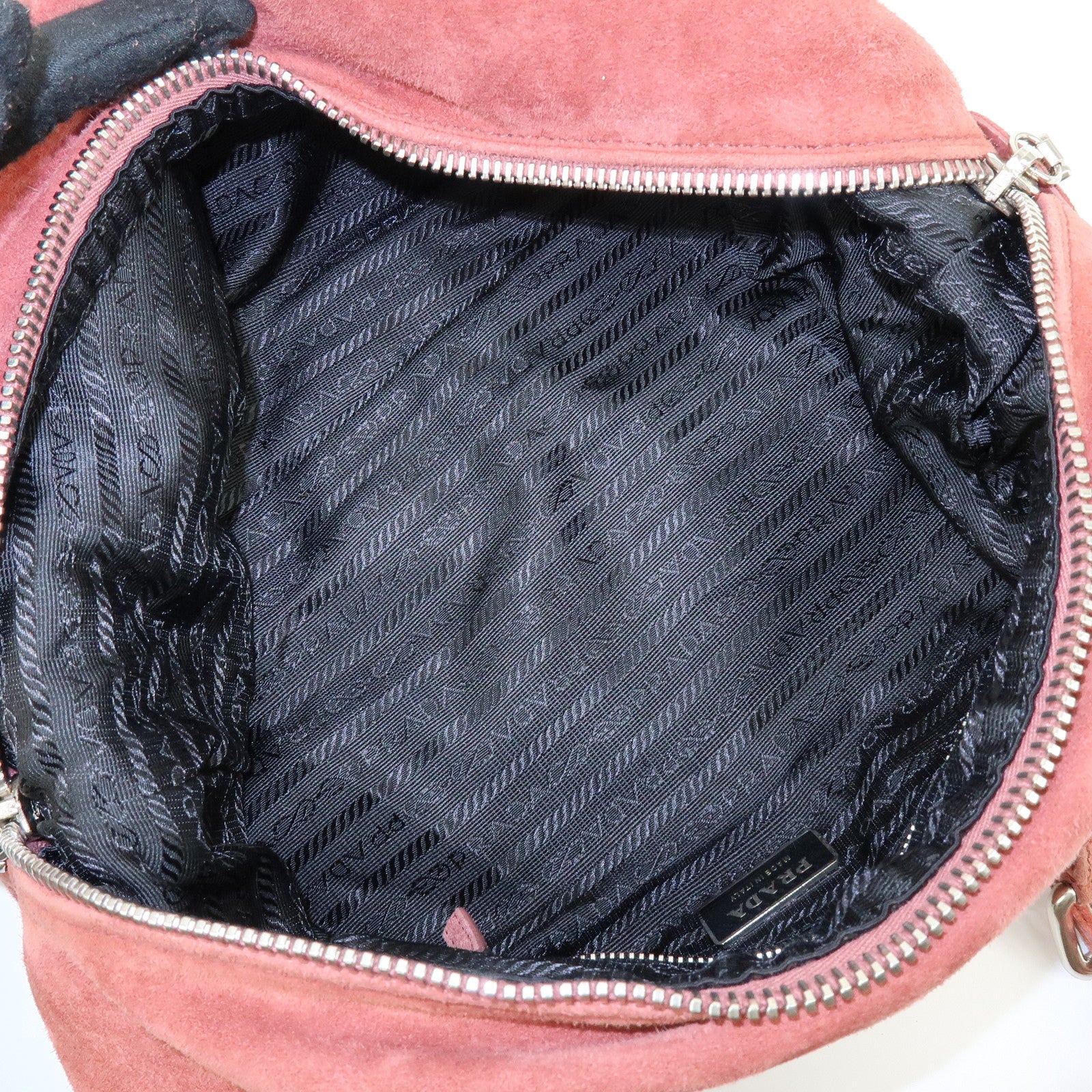 PRADA Suede Boston Bag Hand Bag Pink BR2630