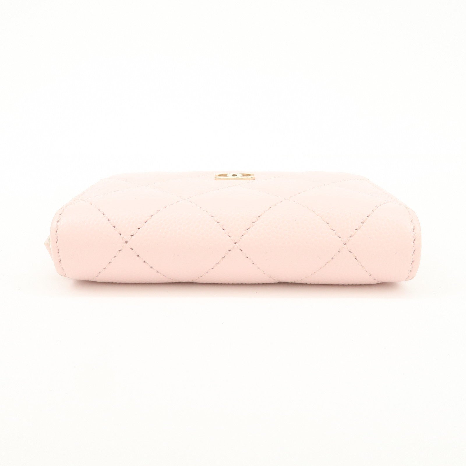 CHANEL Time Classic Matelasse Caviar Skin Zippy Coin Purse Pink AP0216 Used