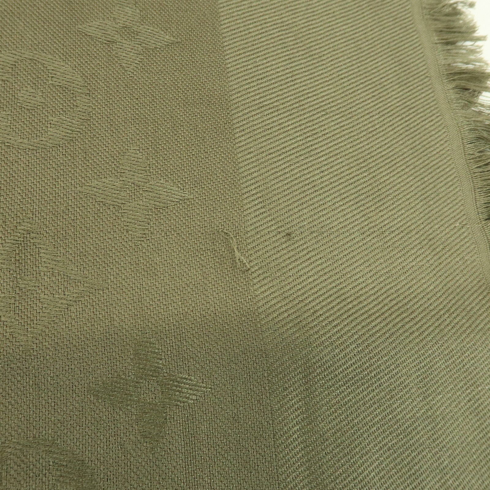 Louis Vuitton Monogram Silk Wool Scarf Shawl Khaki M72238