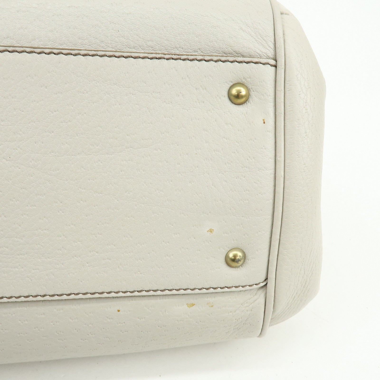 Ferragamo Gancini Leather Shoulder Bag Hand Bag Ivory