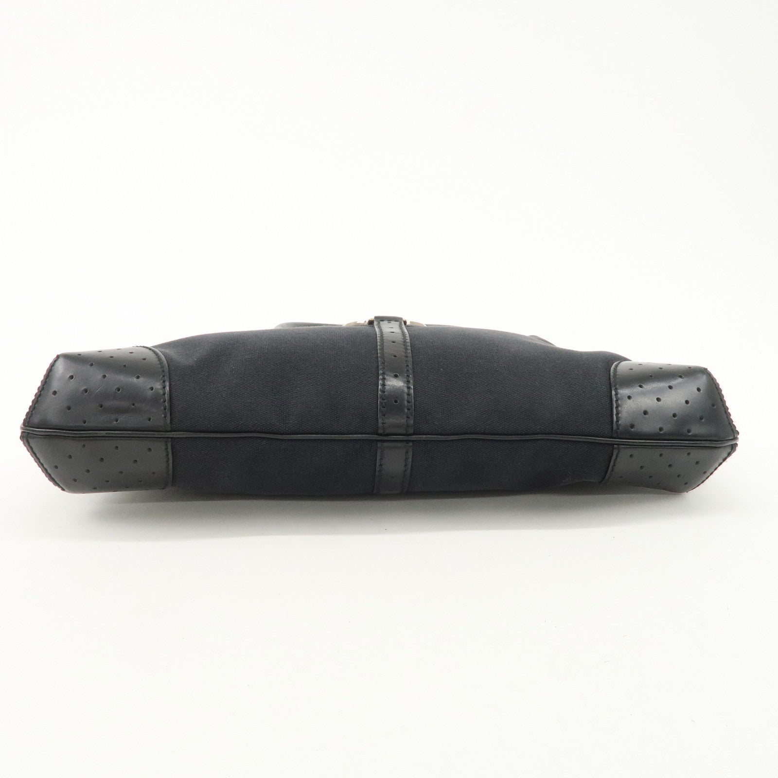 GUCCI Interlocking G Canvas Leather Hand Shoulder Bag Black 114875 Used