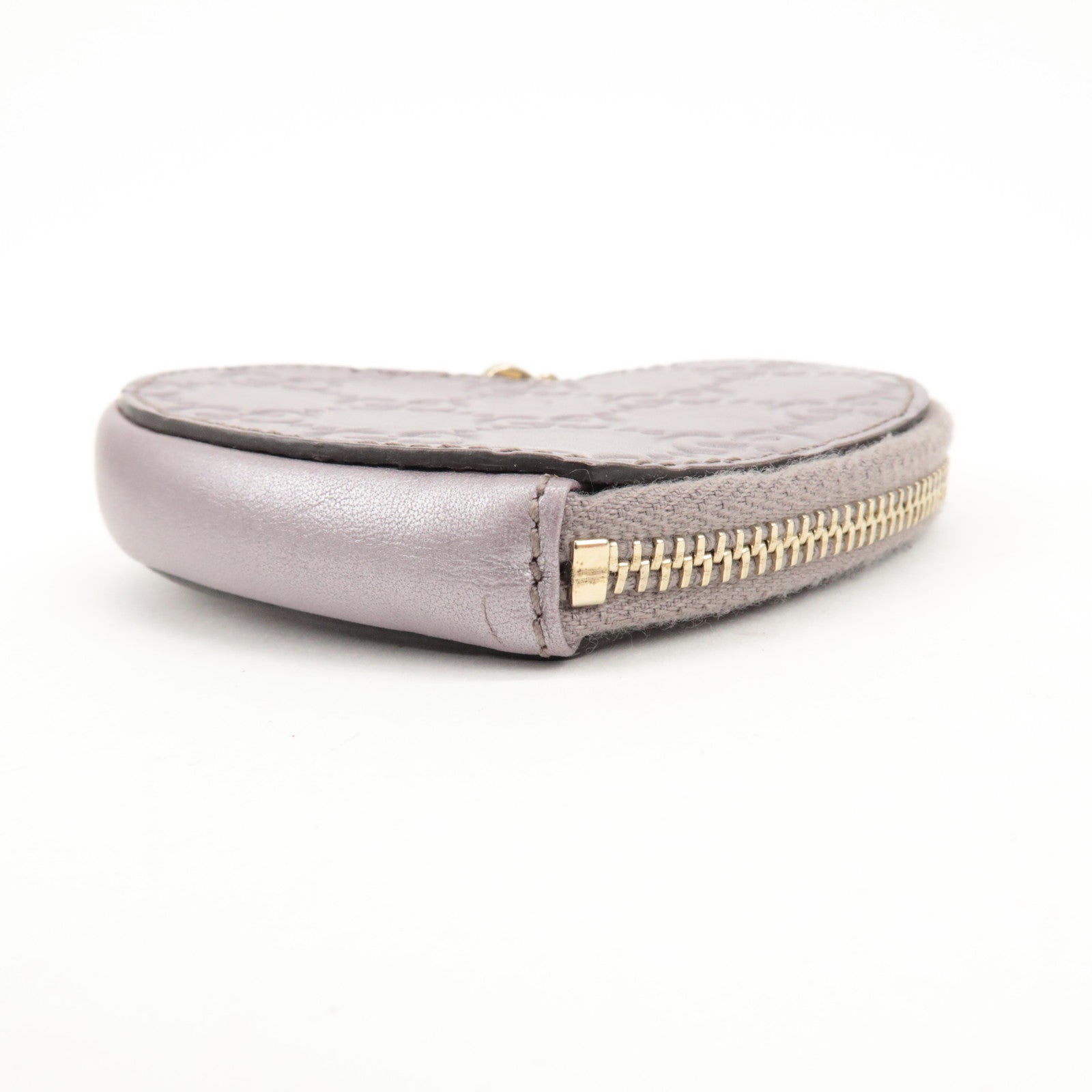 GUCCI Lovely Heart Guccissima Leather Coin Case Light Purple 152615 Used