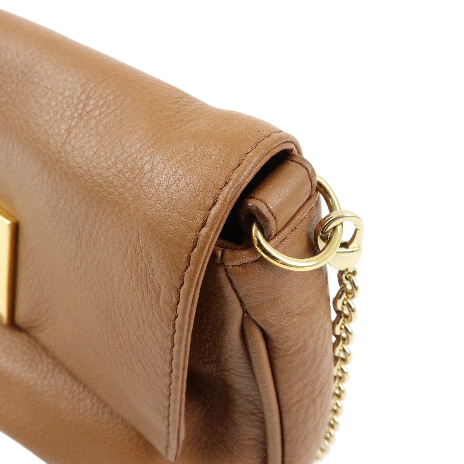 FENDI Leather Chain Shoulder Bag Purse Crossbody Bag 8M0276