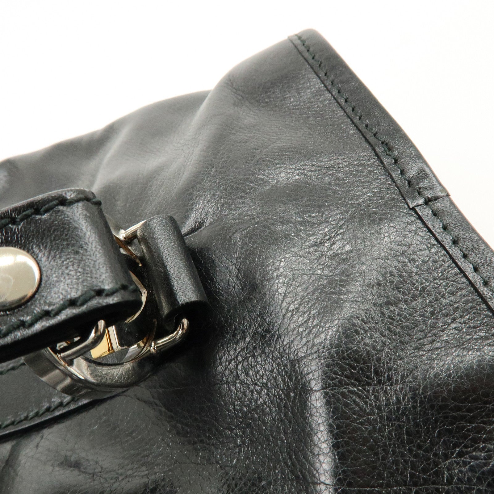 GUCCI Interlocking G Leather Tote Bag Hand Bag Black 232957
