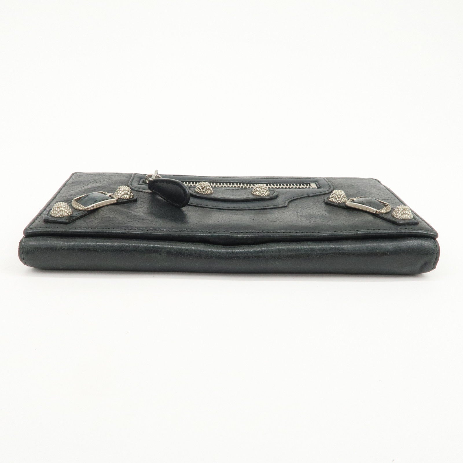BALENCIAGA Logo Leather Giant Continental Long Wallet Black 253054