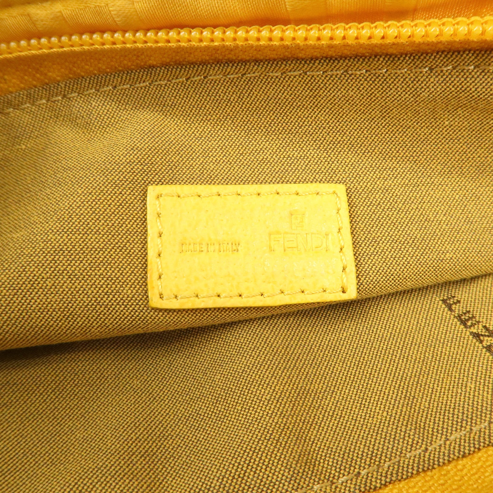 FENDI Nylon Leather Shoulder Bag Hand Bag Yellow 8BR500 Used