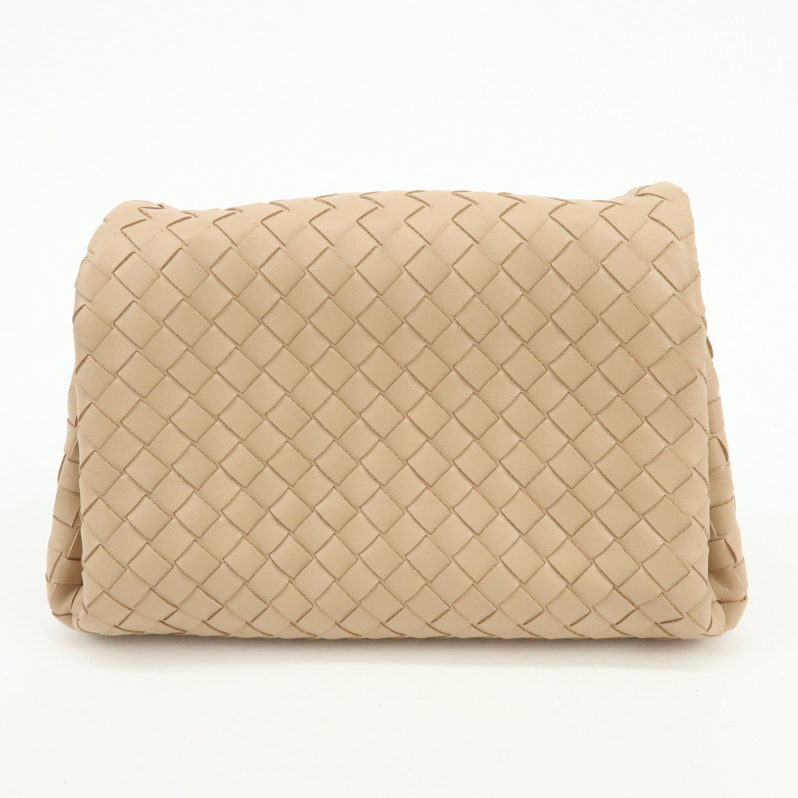 BOTTEGA VENETA Intrecciato Nappa Leather Clutch Bag Beige