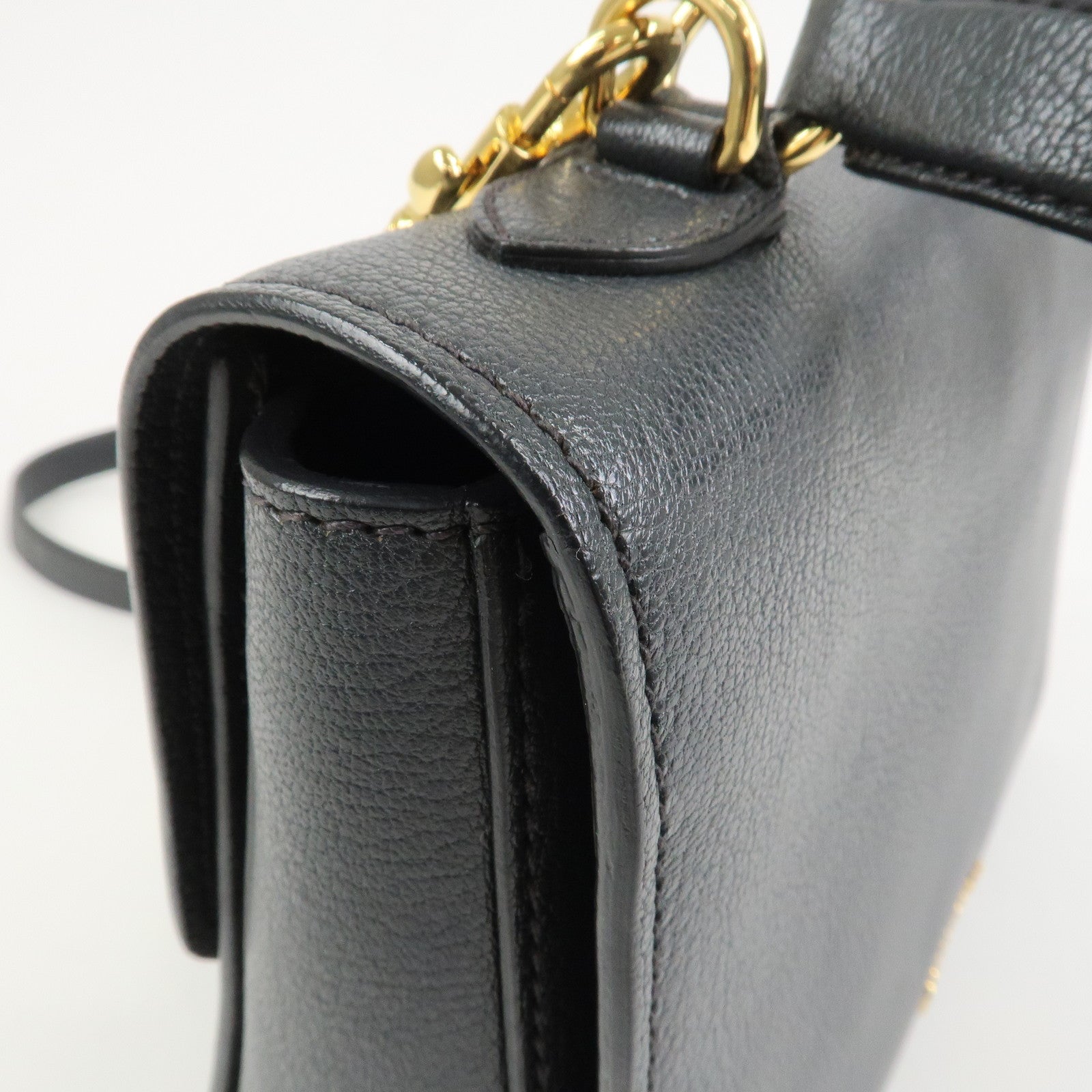 MIU MIU MADRAS Leather 2Way Bag Hand Bag Shoulder Bag Grey