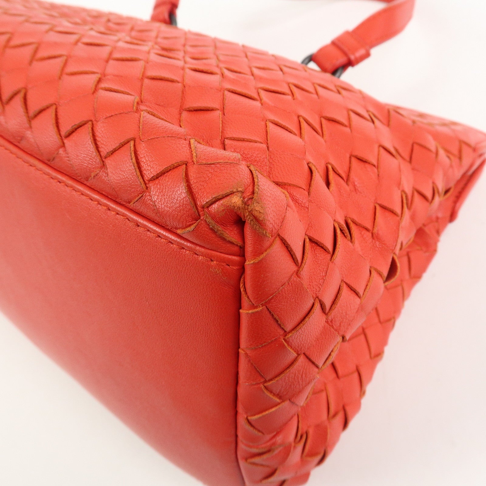 BOTTEGA VENETA Intrecciato Nappa Leather Hand Bag Red