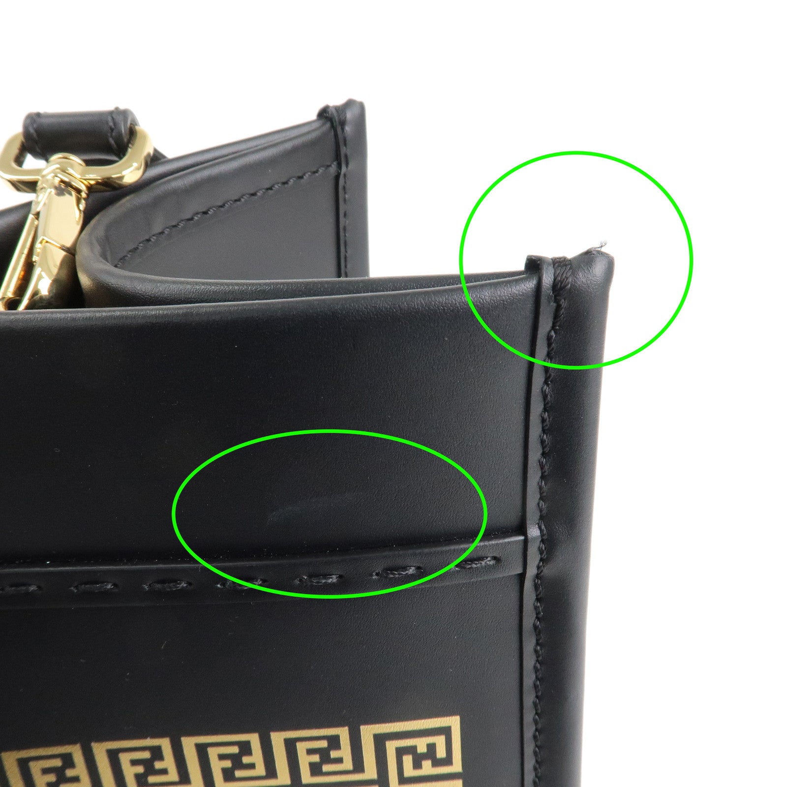 FENDI VERSACE FENDACE Leather Sunshine Medium Tote Bag 8BH386 Used