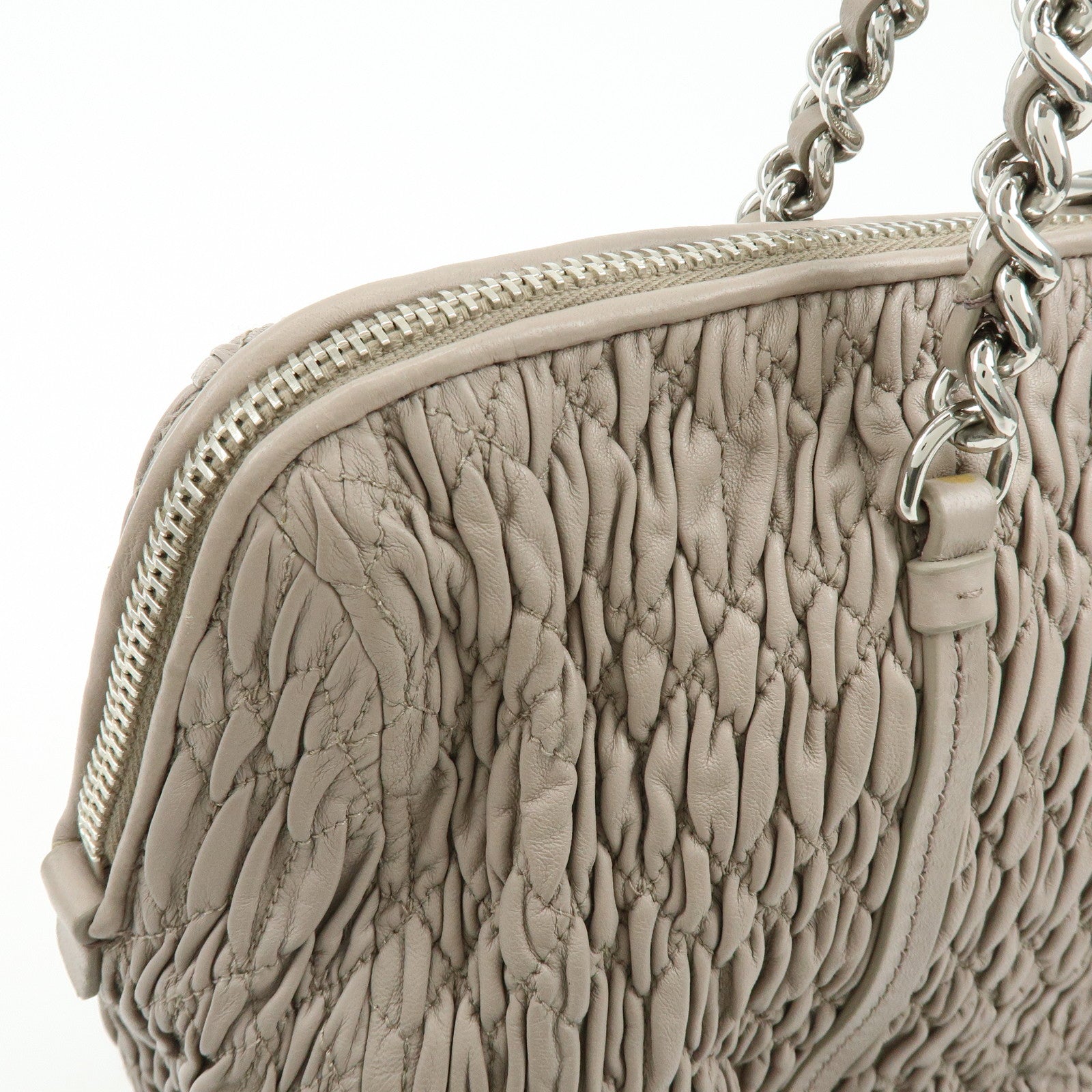 MIU MIU Matelasse Nappa Leather Tote Bag Shoulder Bag Gray