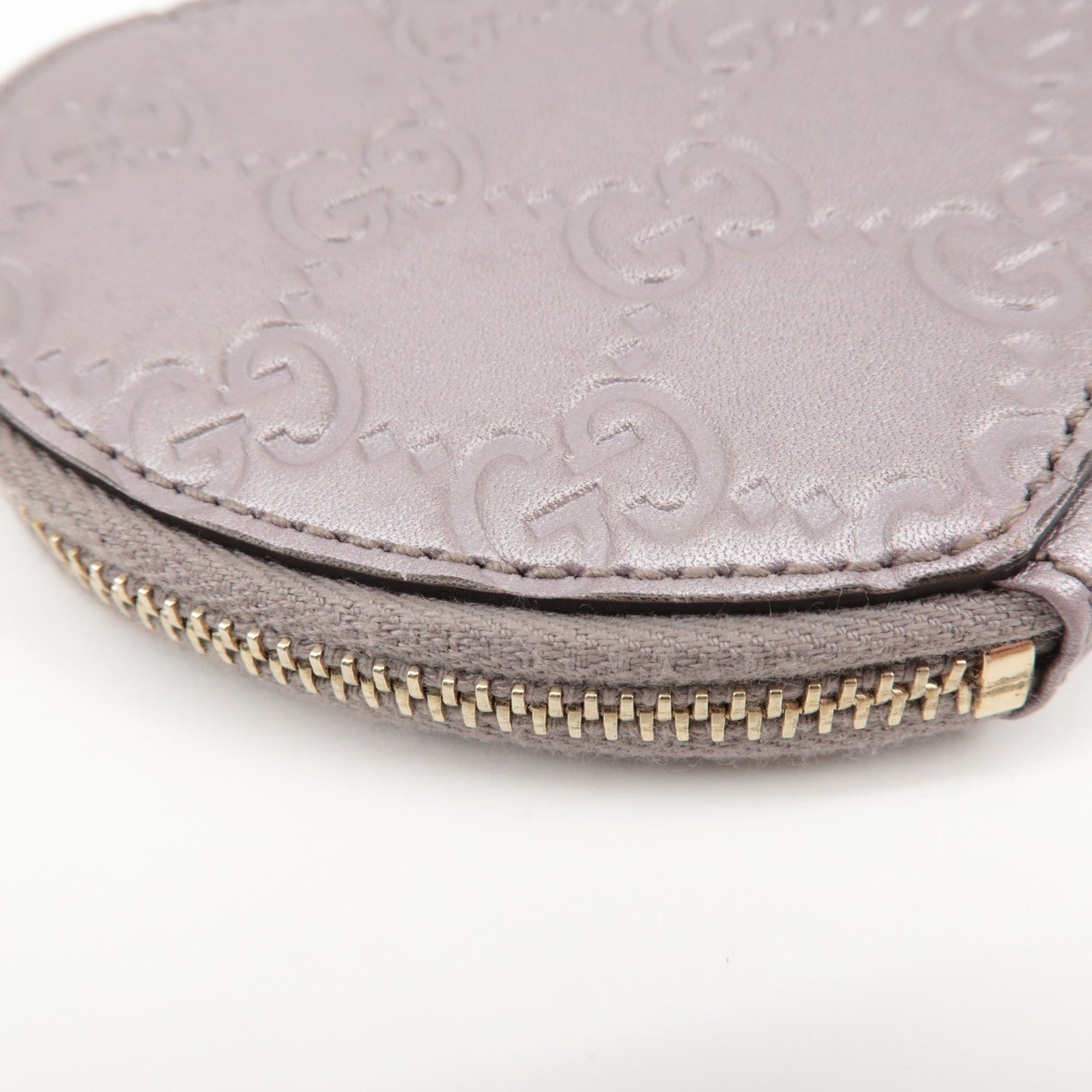GUCCI Lovely Heart Guccissima Leather Coin Case Light Purple 152615 Used
