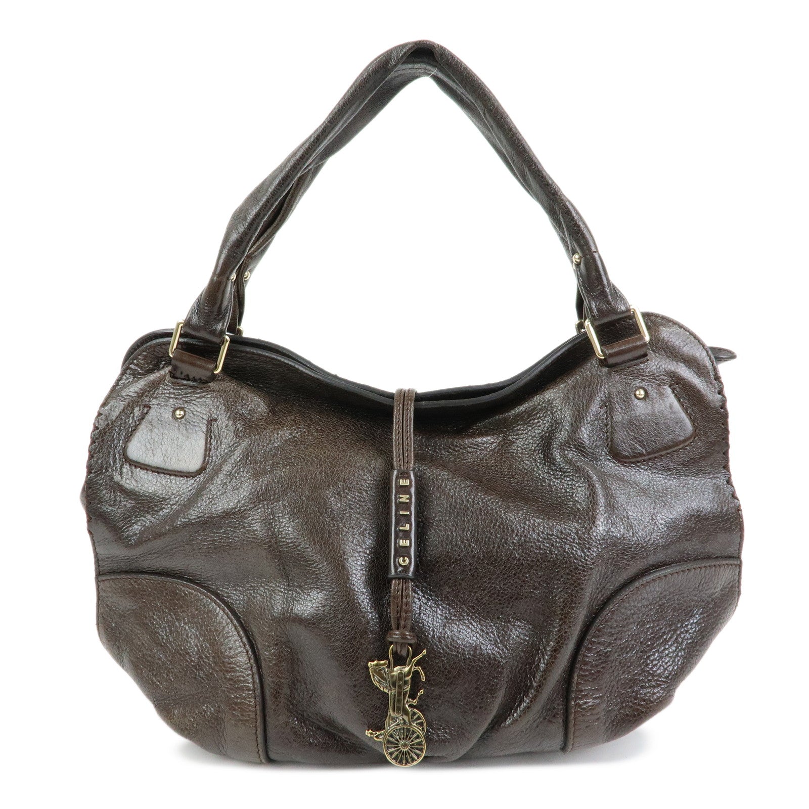 CELINE Bittersweet Leather Shoulder Bag Hand Bag Brown