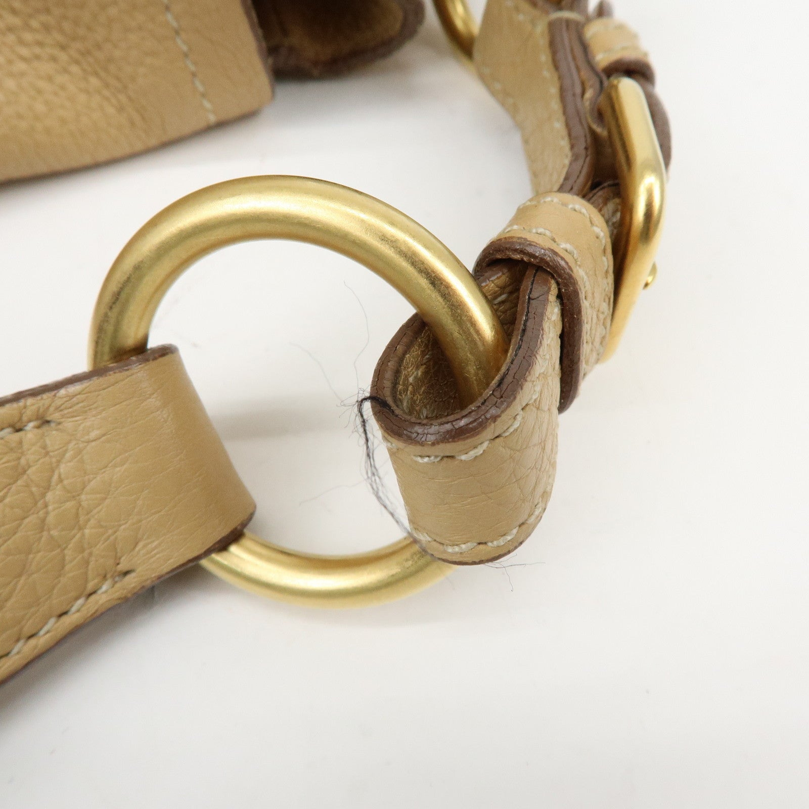 PRADA Logo Leather Shoulder Bag Hand Bag Light Brown BR3869