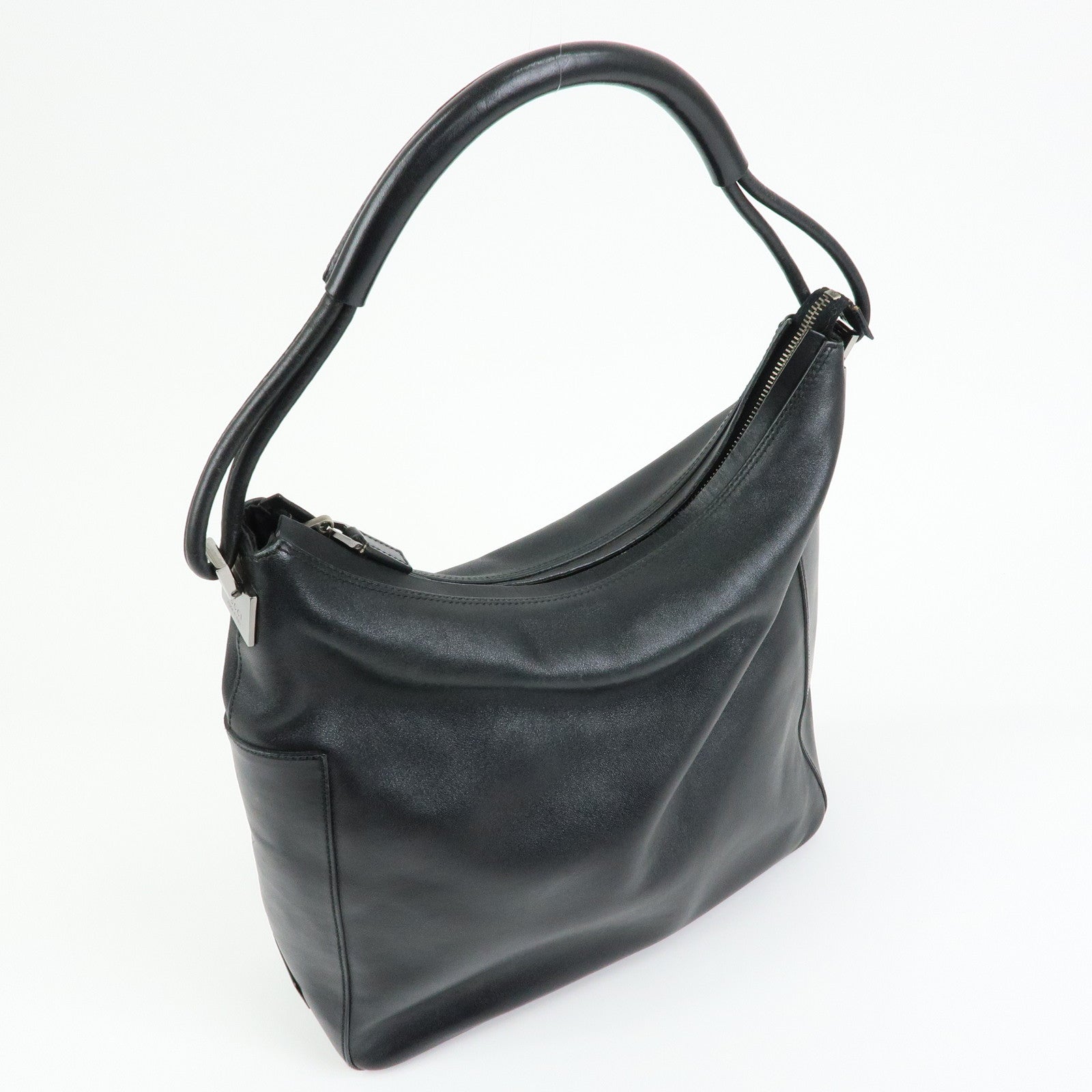 GUCCI Leather Shoulder Bag Hand Bag Tote Bag Black 001・3770