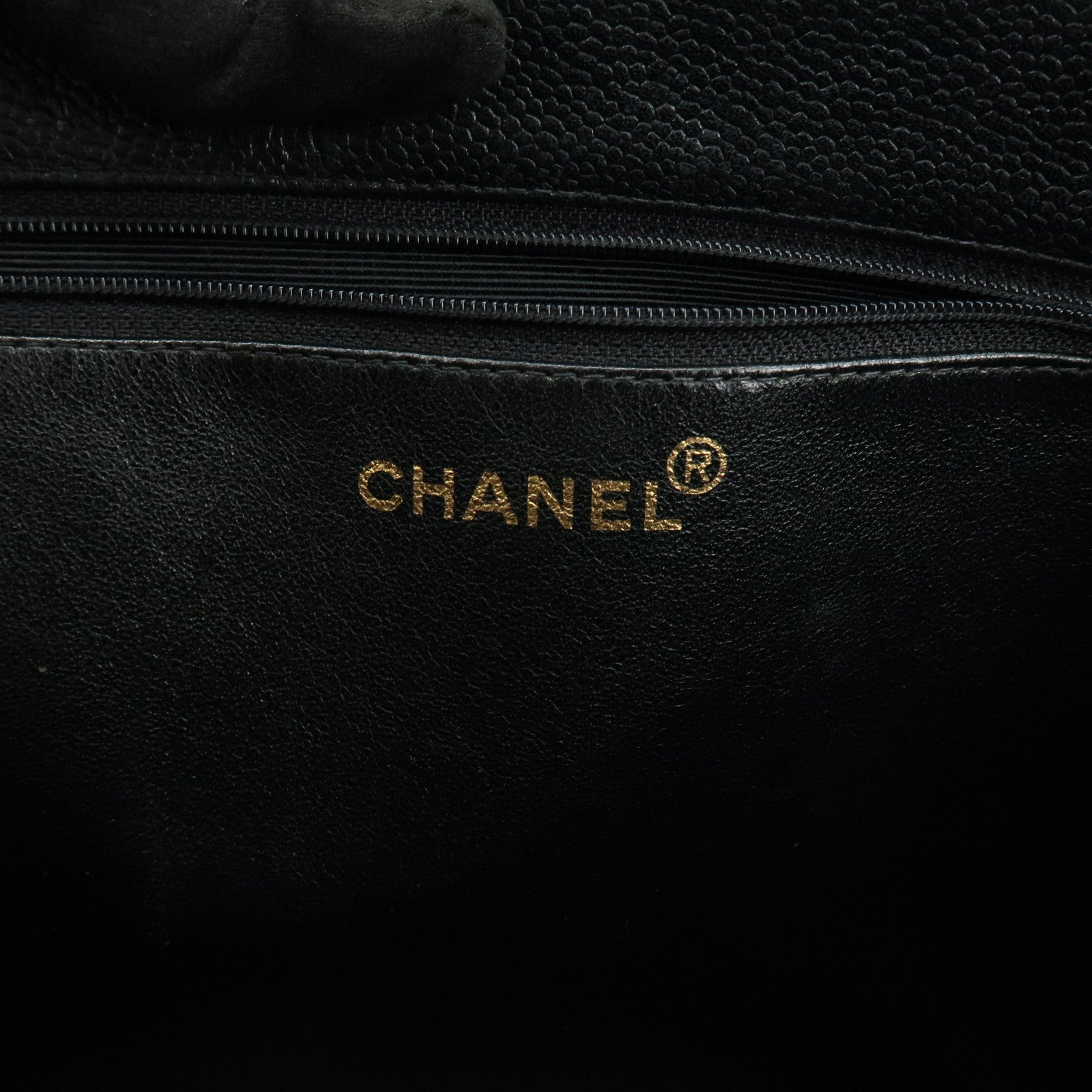CHANEL COCO Mark Caviarskin Tote Bag Chain Shoulder Bag Black