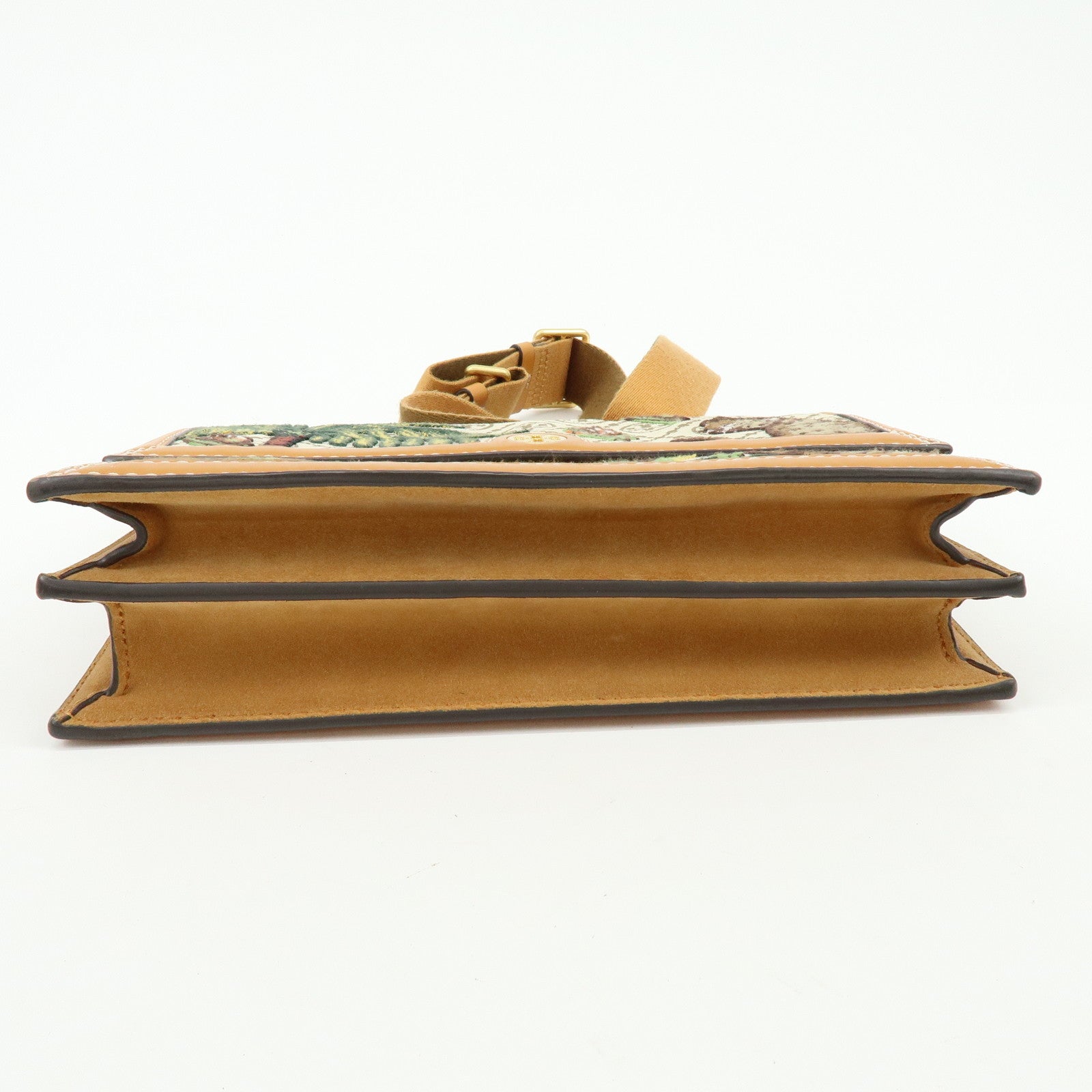 TORY BURCH T Monogram Jacquard Leather Shoulder Bag Leopard Beige