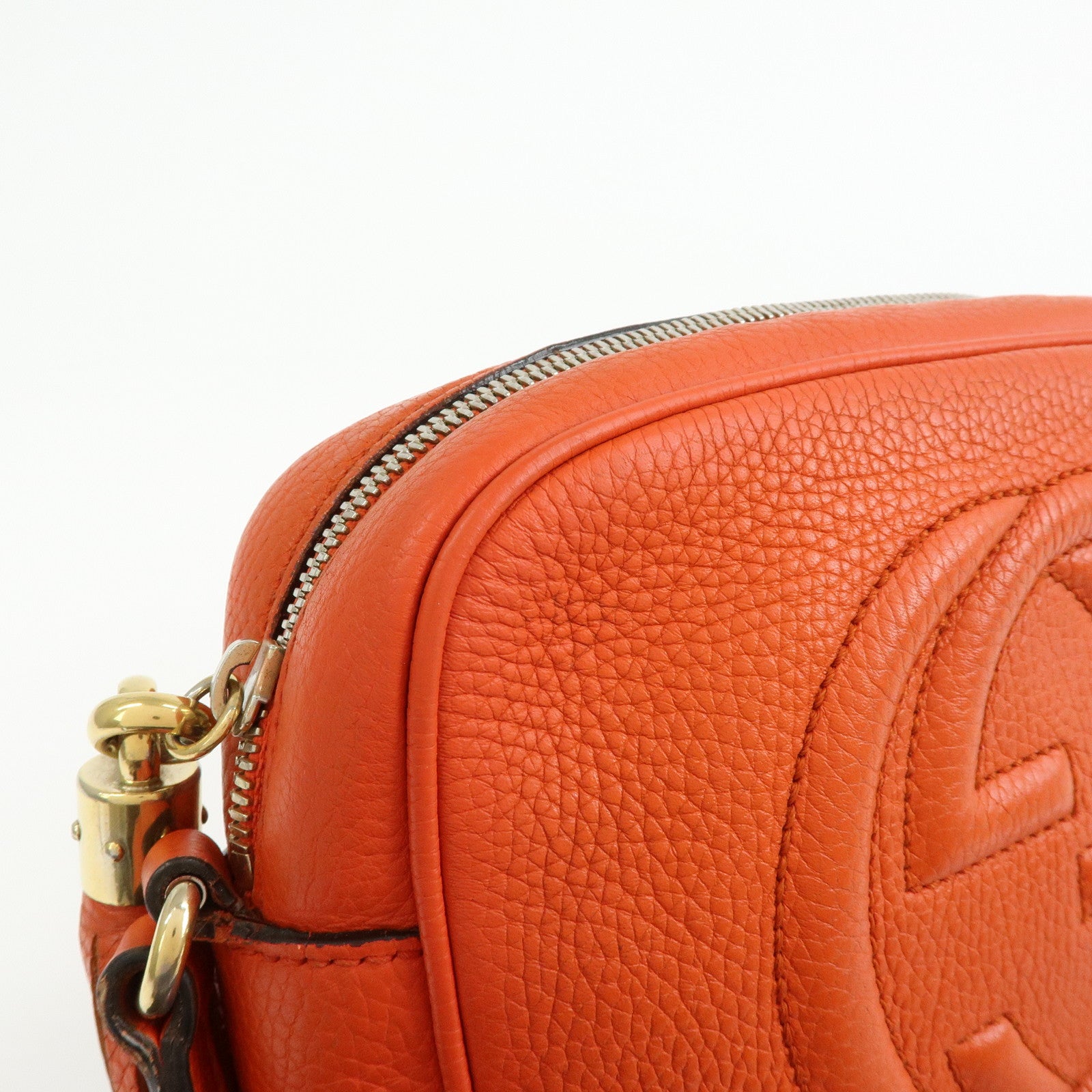 GUCCI SOHO Small Disco Leather Shoulder Bag Orange 308364