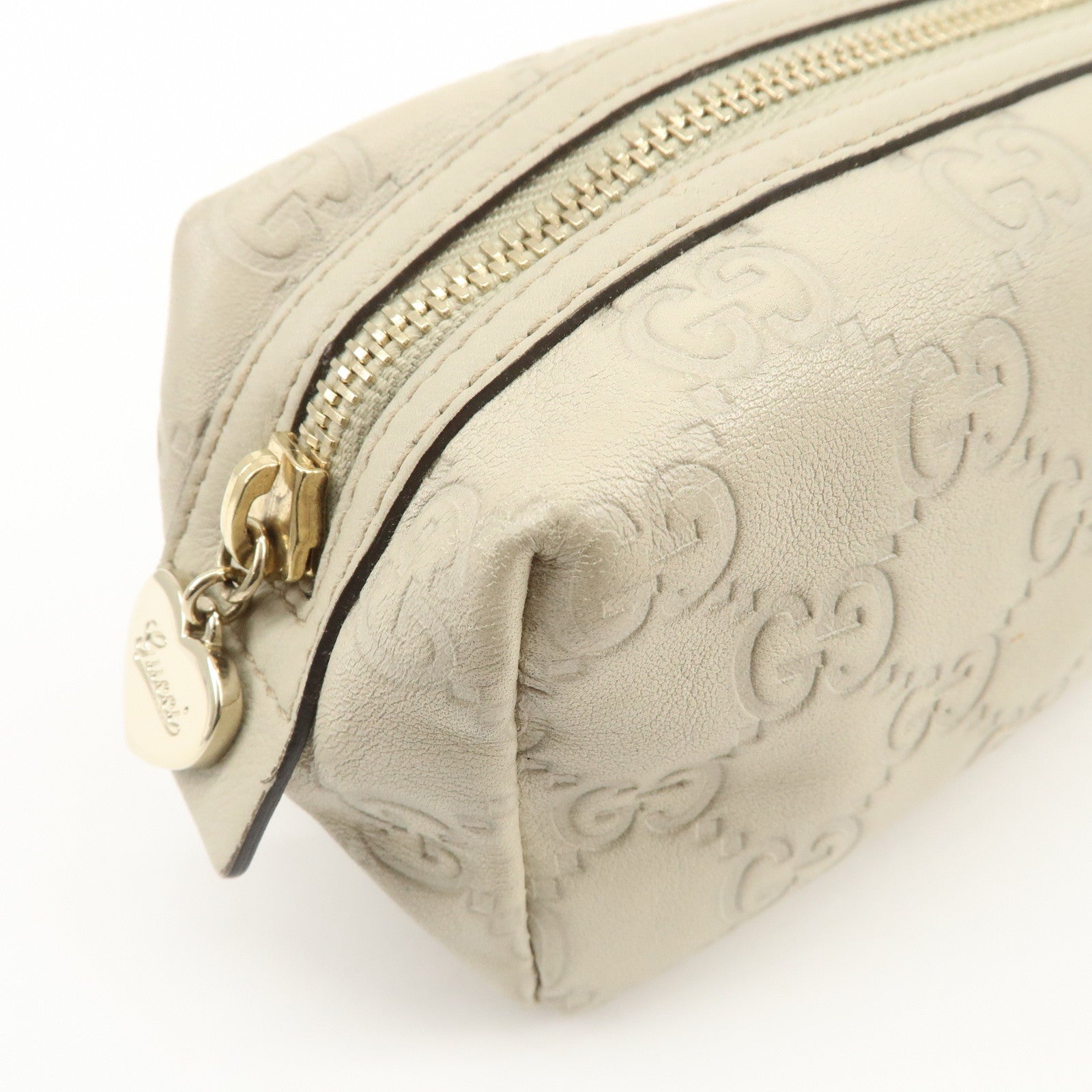 GUCCI Guccissima Leather Pouch Cosmetic Pouch Purse Ivory 153228