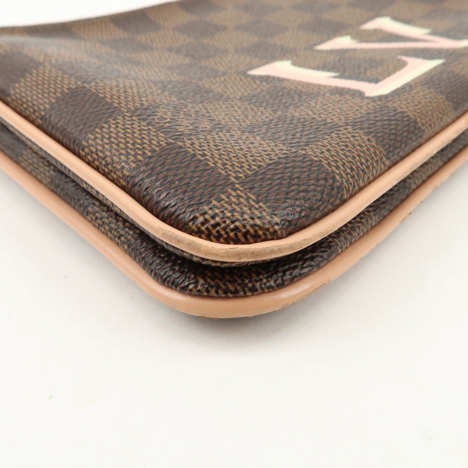 Louis Vuitton Damier Pochette Double Zip Shoulder Bag Brown N60254 Used