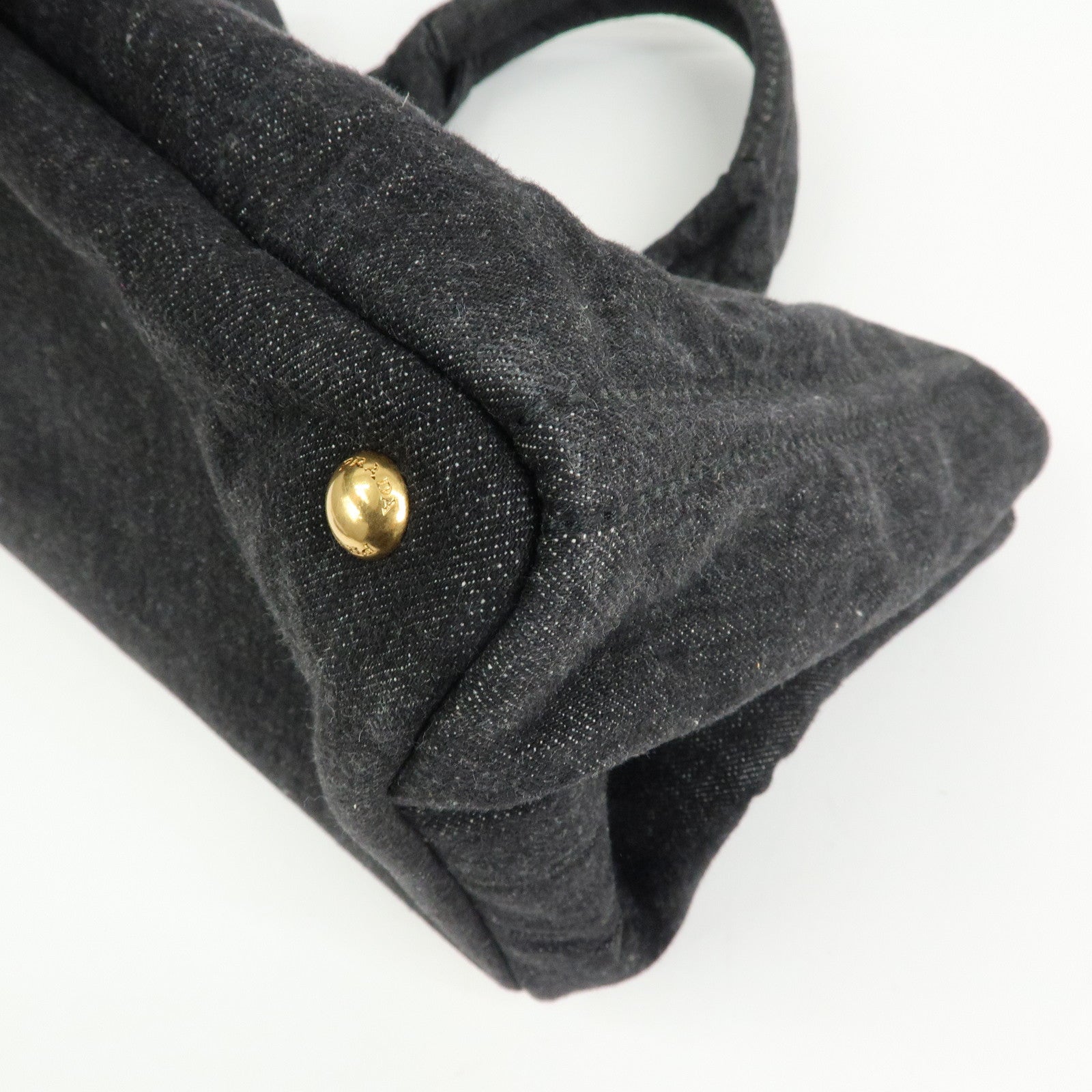 PRADA Triangle Logo Canapa Canvas 2Way Tote Hand Bag Black BN2642