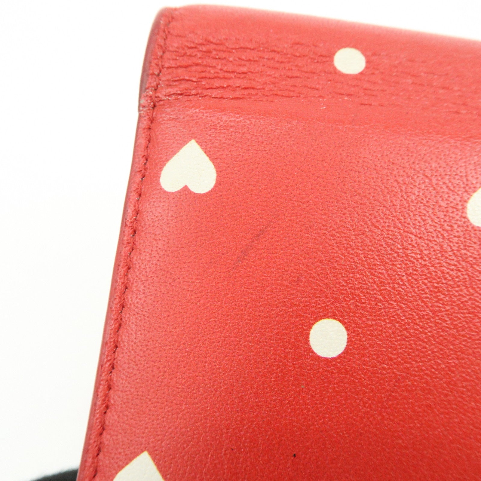 BALENCIAGA The Papier Leather Long Wallet Heart Dots Red 499207
