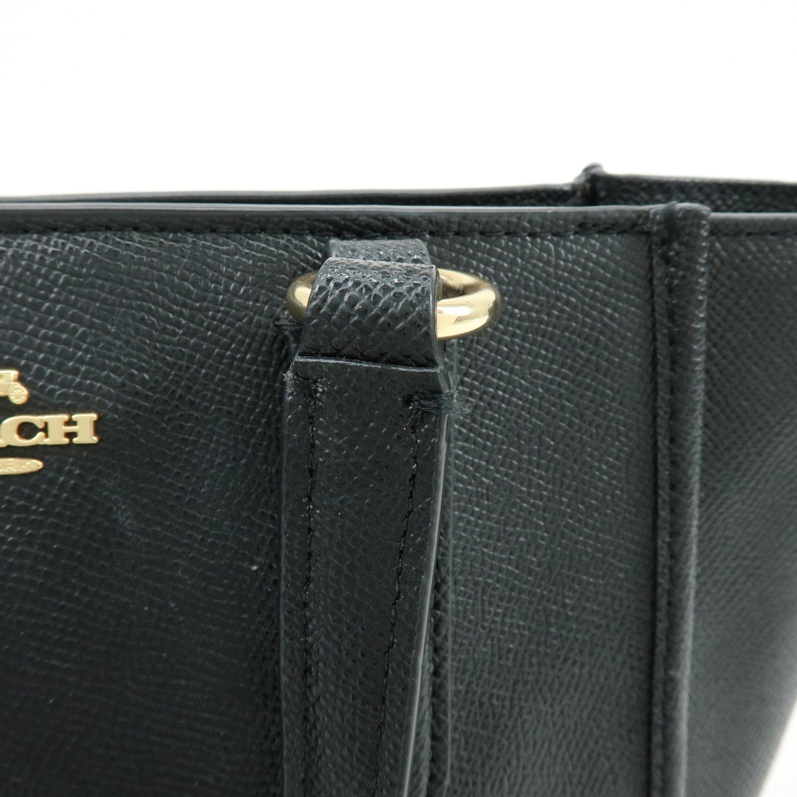 COACH Logo Leather Hand Bag Tote Bag Shouder Bag Black