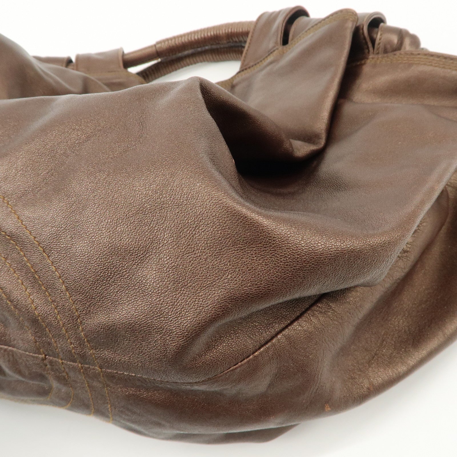 LOEWE Anagram Leather Nappa Aire Hand Bag Tote Bag Brown Used