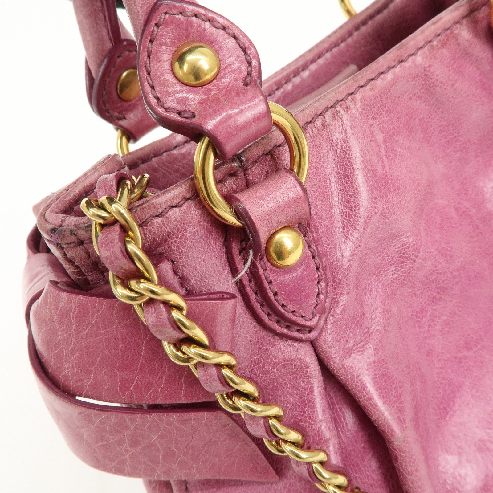 MIU MIU Leather Side Ribbon 2Way Bag Hand Bag Shoulder Bag