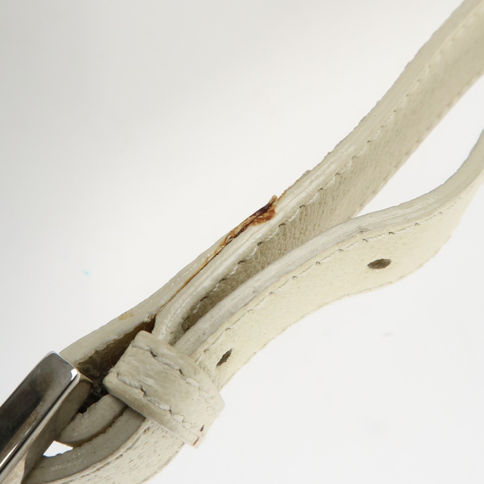 BVLGARI Logo Mania Leather Canvas Shoulder Bag Ivory Light Blue Used