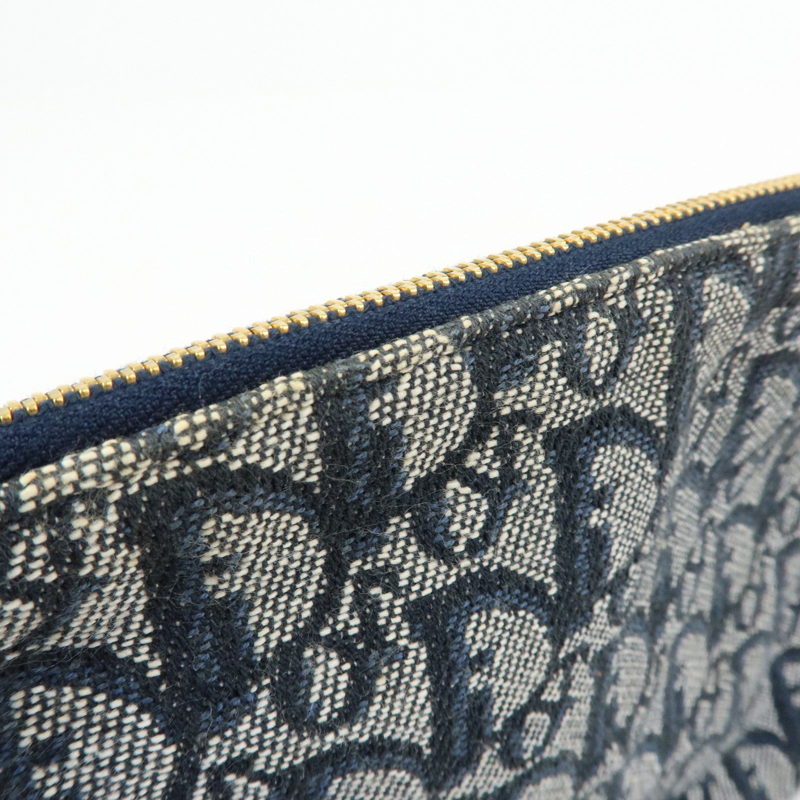 Christian Dior Trotter Jacguard Leather Saddle Bag Pouch Navy