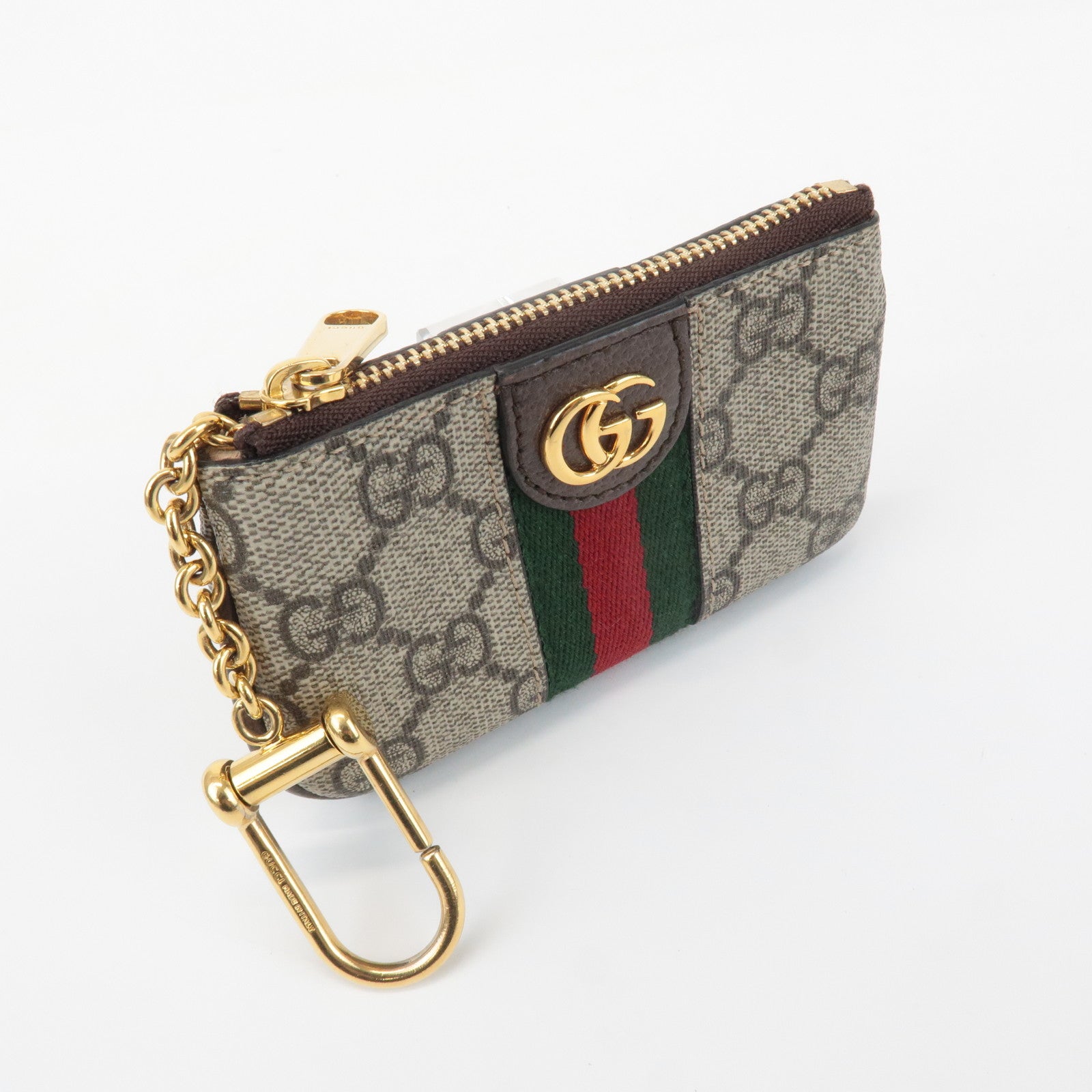 GUCCI Ophidia Sherry GG Supreme Leather Coin Case Key Pouch 671722 Used