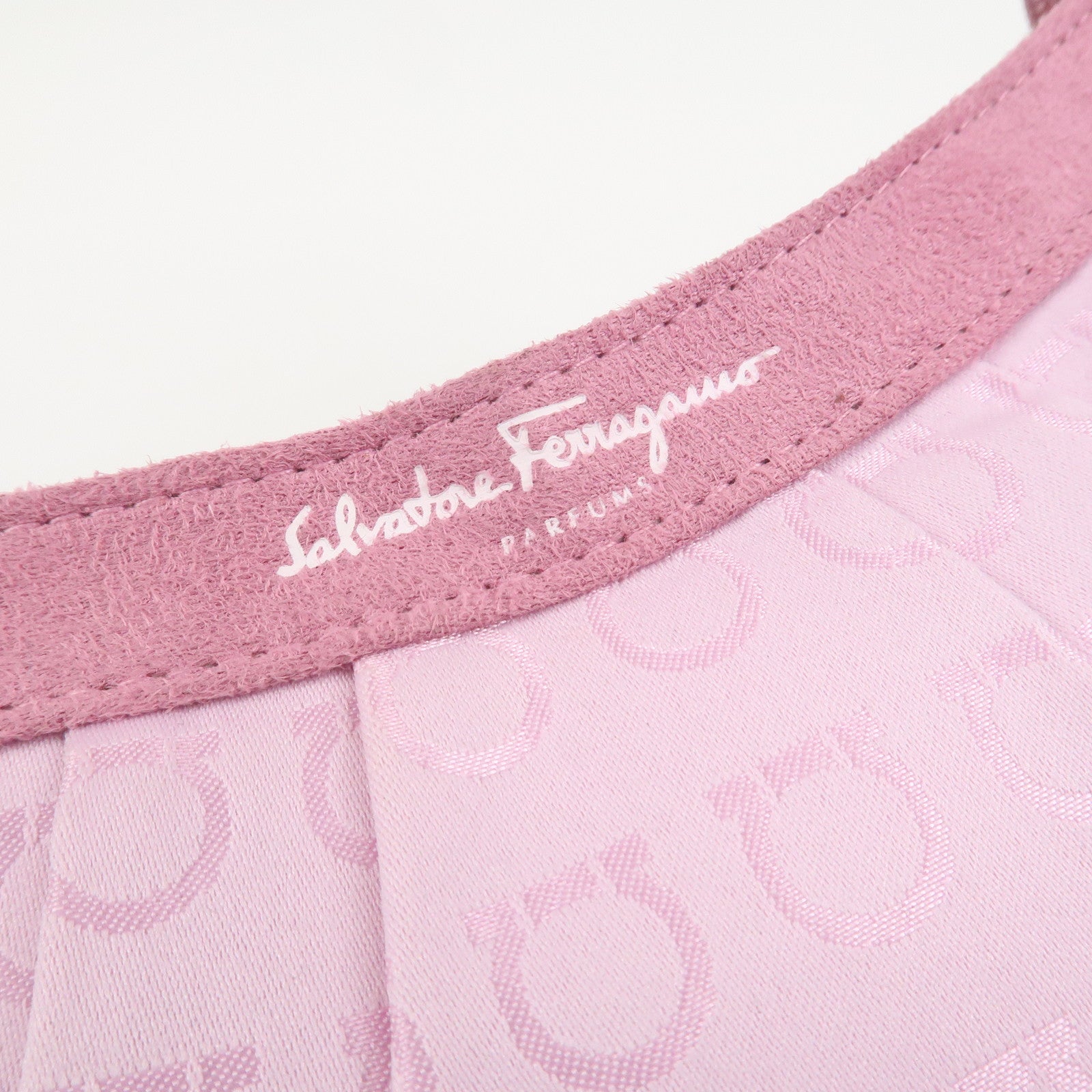 Ferragamo Gancini Nylon Suede Hand Bag Pouch Pink