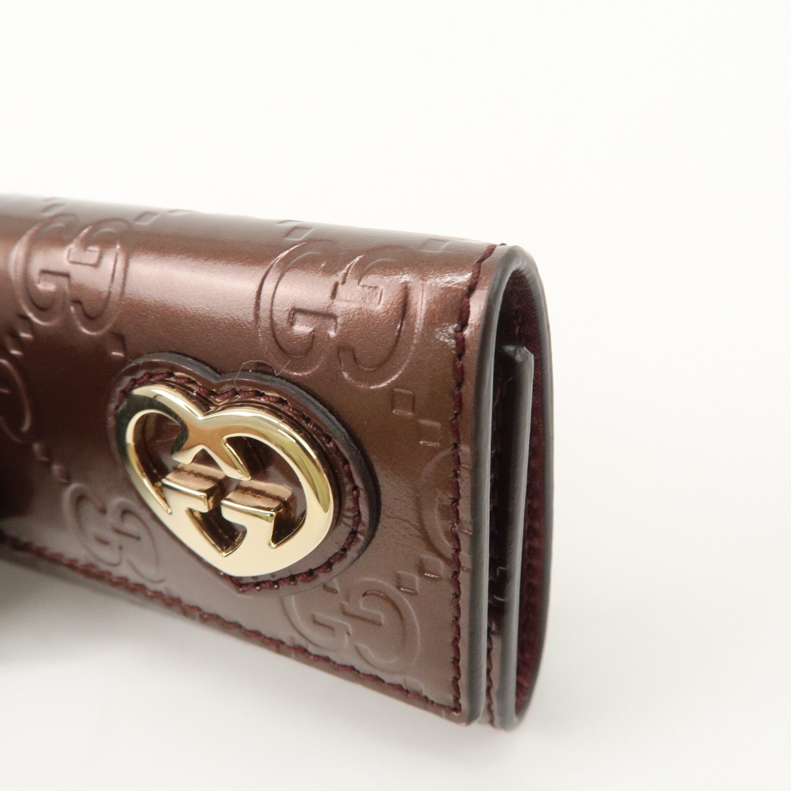 GUCCI Lovely Heart Guccissima Leather 6 Rings Key Case Brown 257217