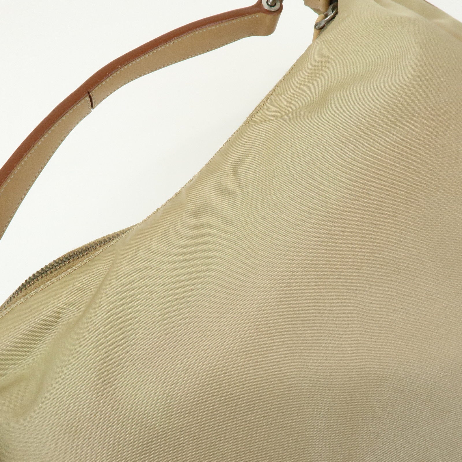 PRADA Logo Nylon Leather Shoulder Bag Hand Bag Beige BR3315