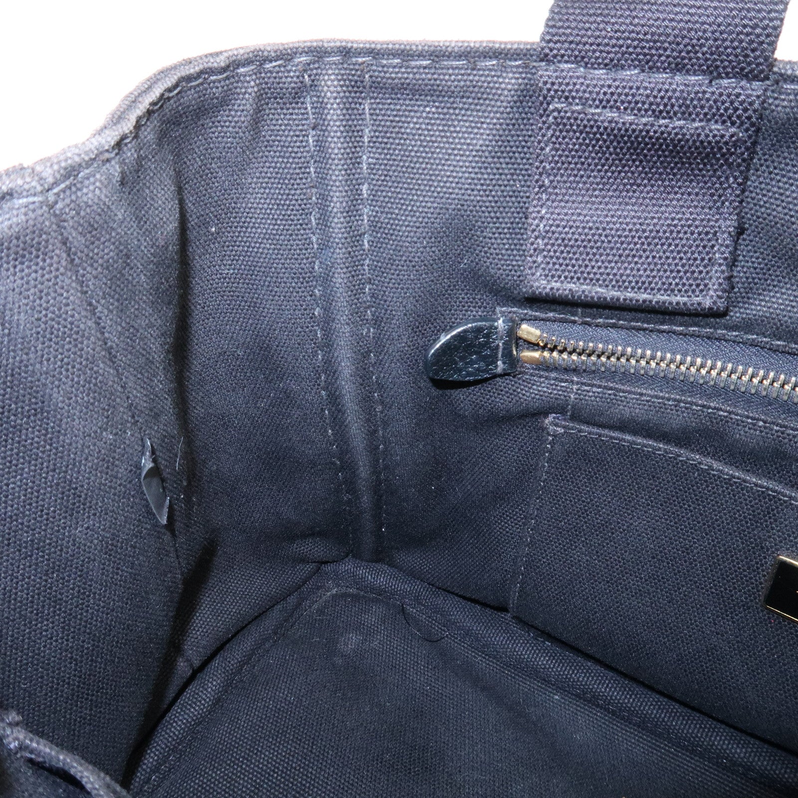 PRADA Logo Canapa Mini Canvas Tote Bag Hand Bag Black BN2439 Used