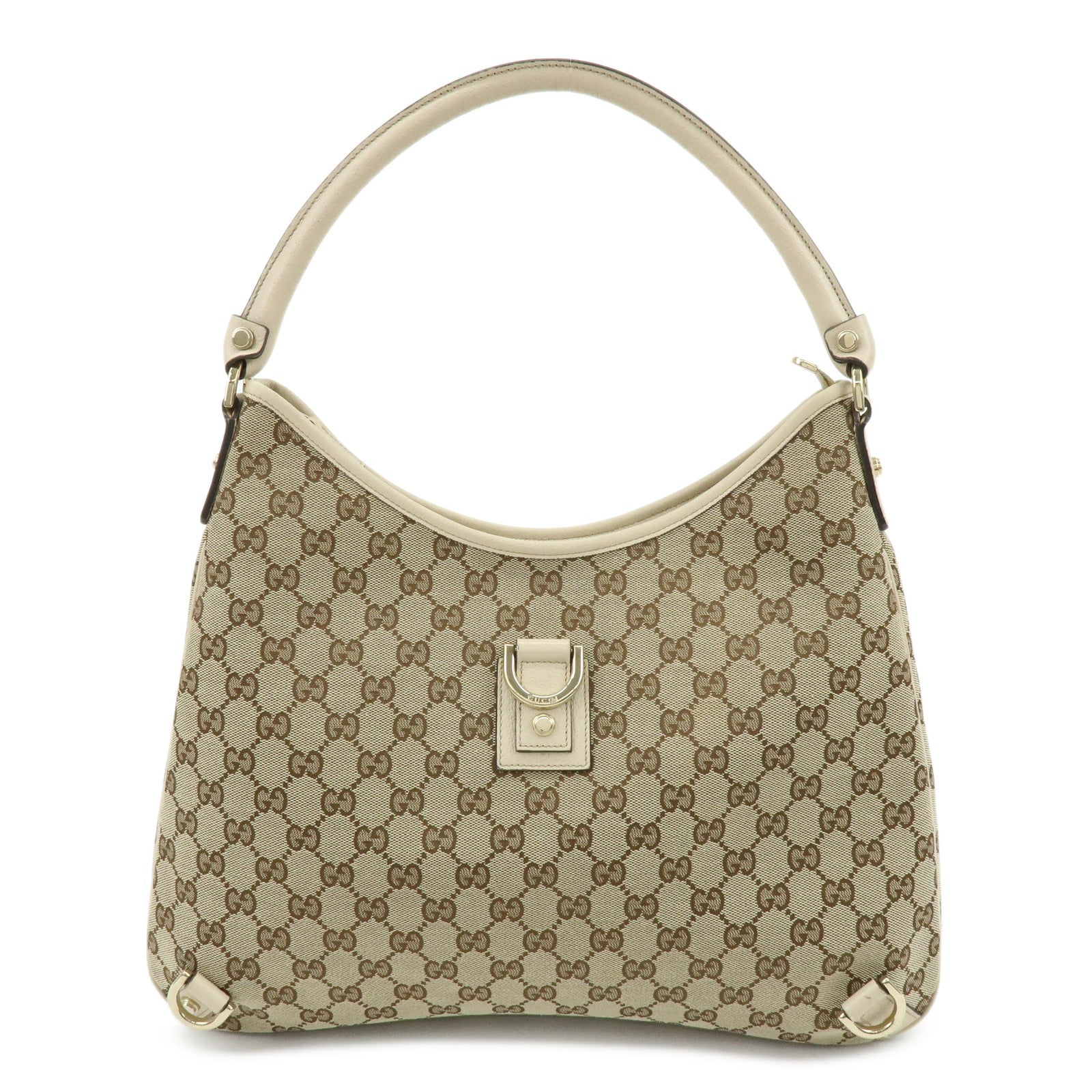 GUCCI Abbey GG Canvas Leather Shoulder Bag Hand Bag Beige 130737