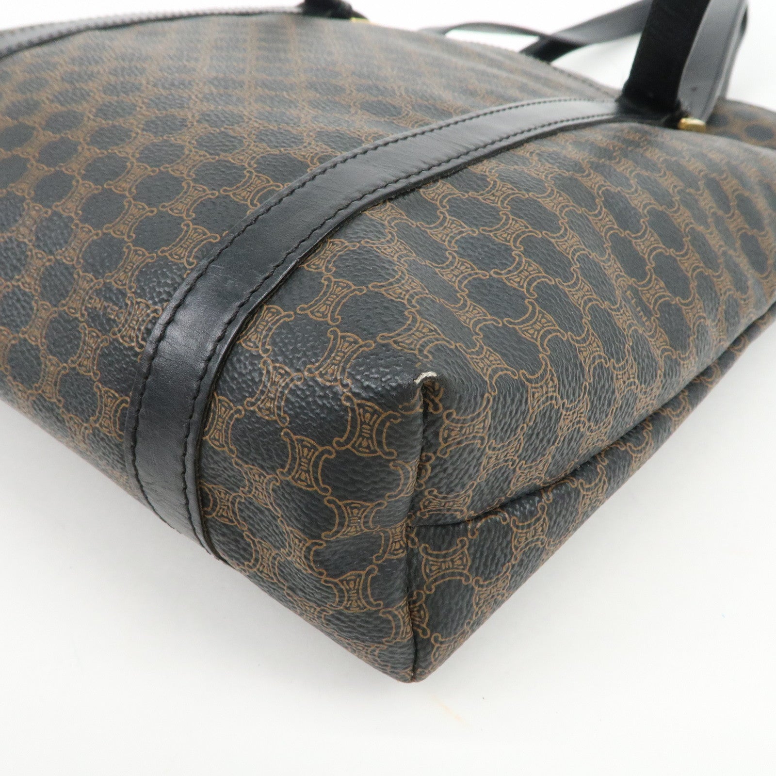CELINE Macadam Logo PVC Leather Tote Bag Shoulder Bag Brown Black
