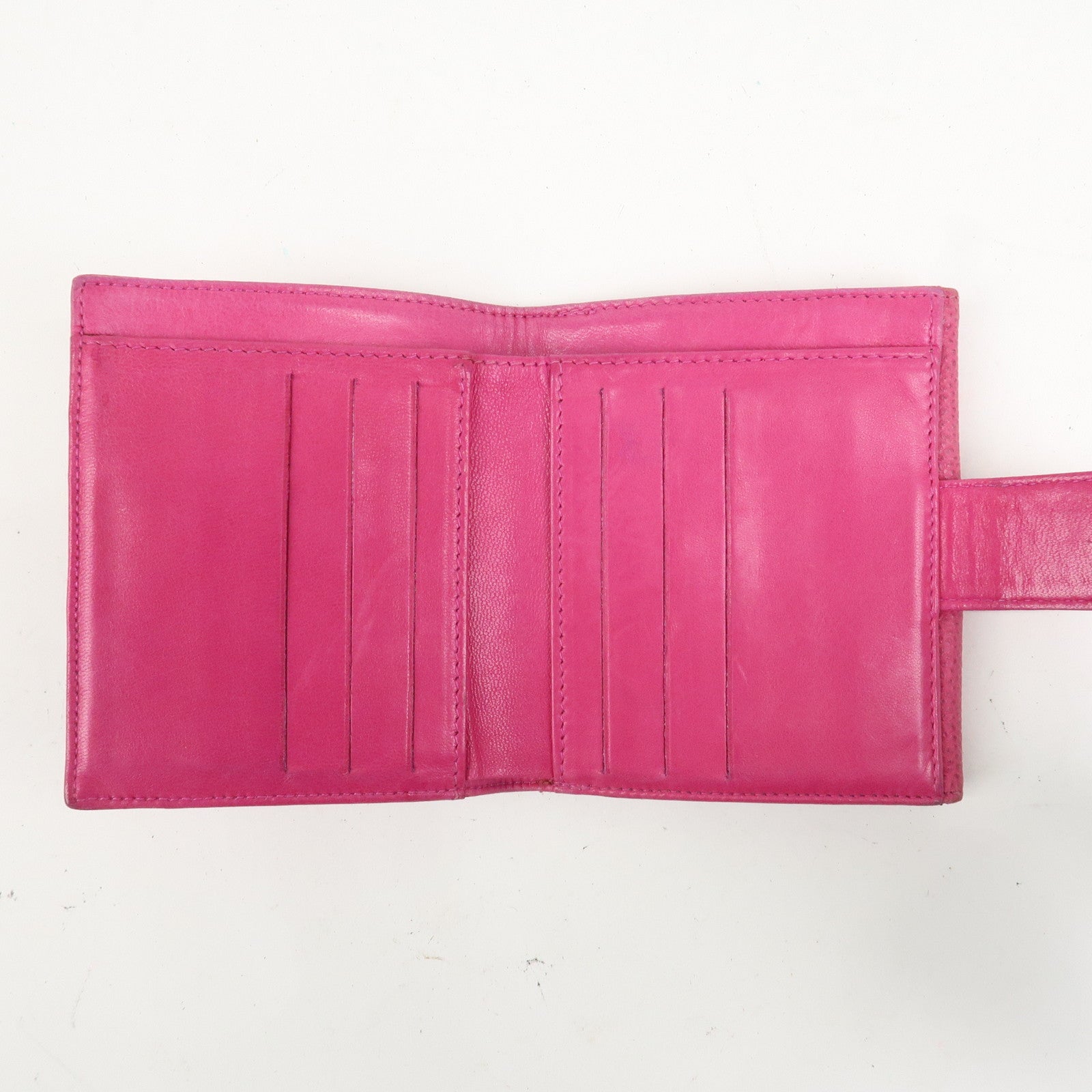 CHANEL COCO Mark Caviarskin Double Hook Bi-fold Wallet Pink